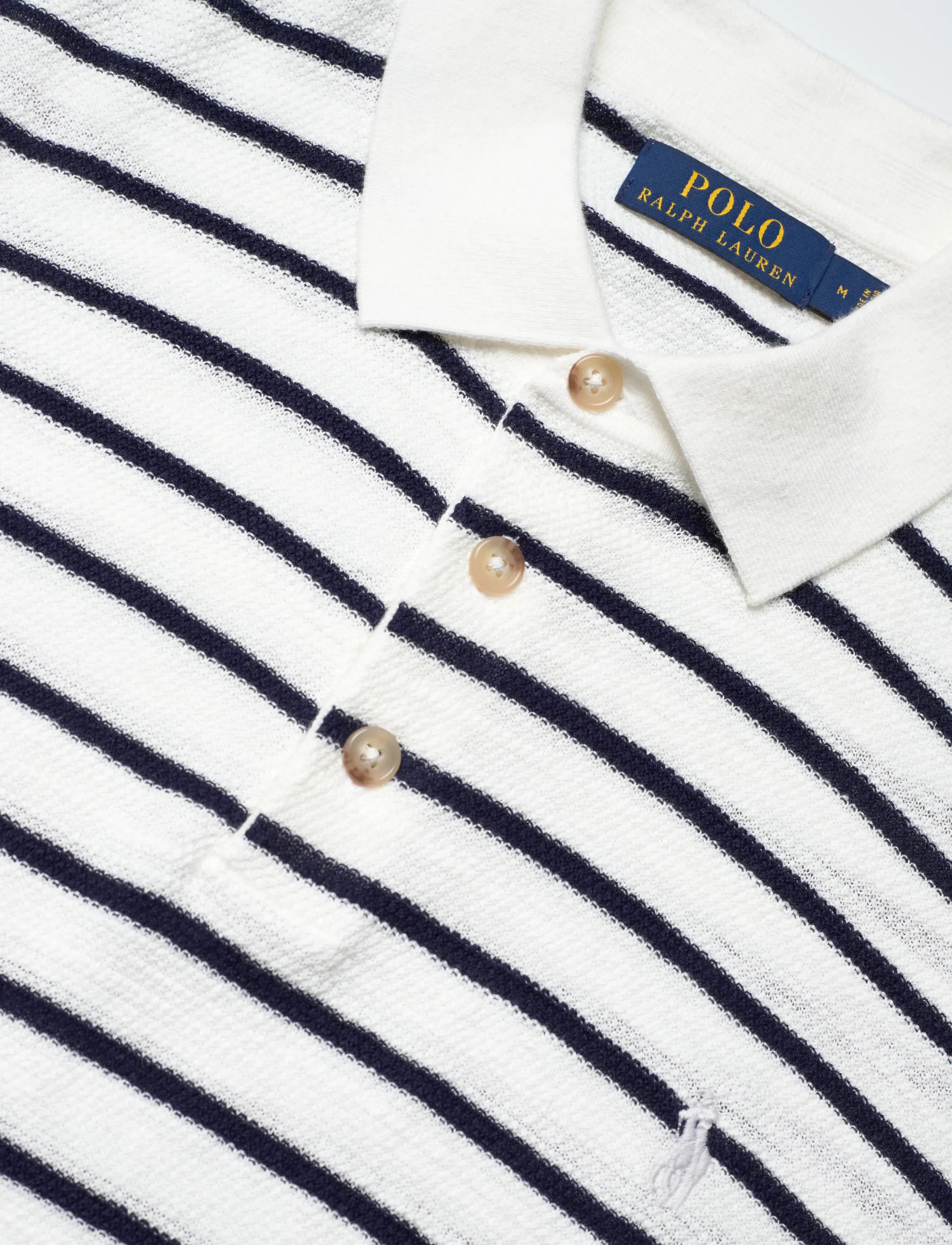 Polo Ralph Lauren - Striped Cotton-Linen Polo-Collar Sweater - short-sleeved polos - deckwash white co - 2
