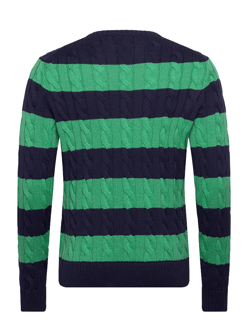 Polo Ralph Lauren - Cable-Knit Striped Cotton Sweater - rundhals - navy green combo - 1