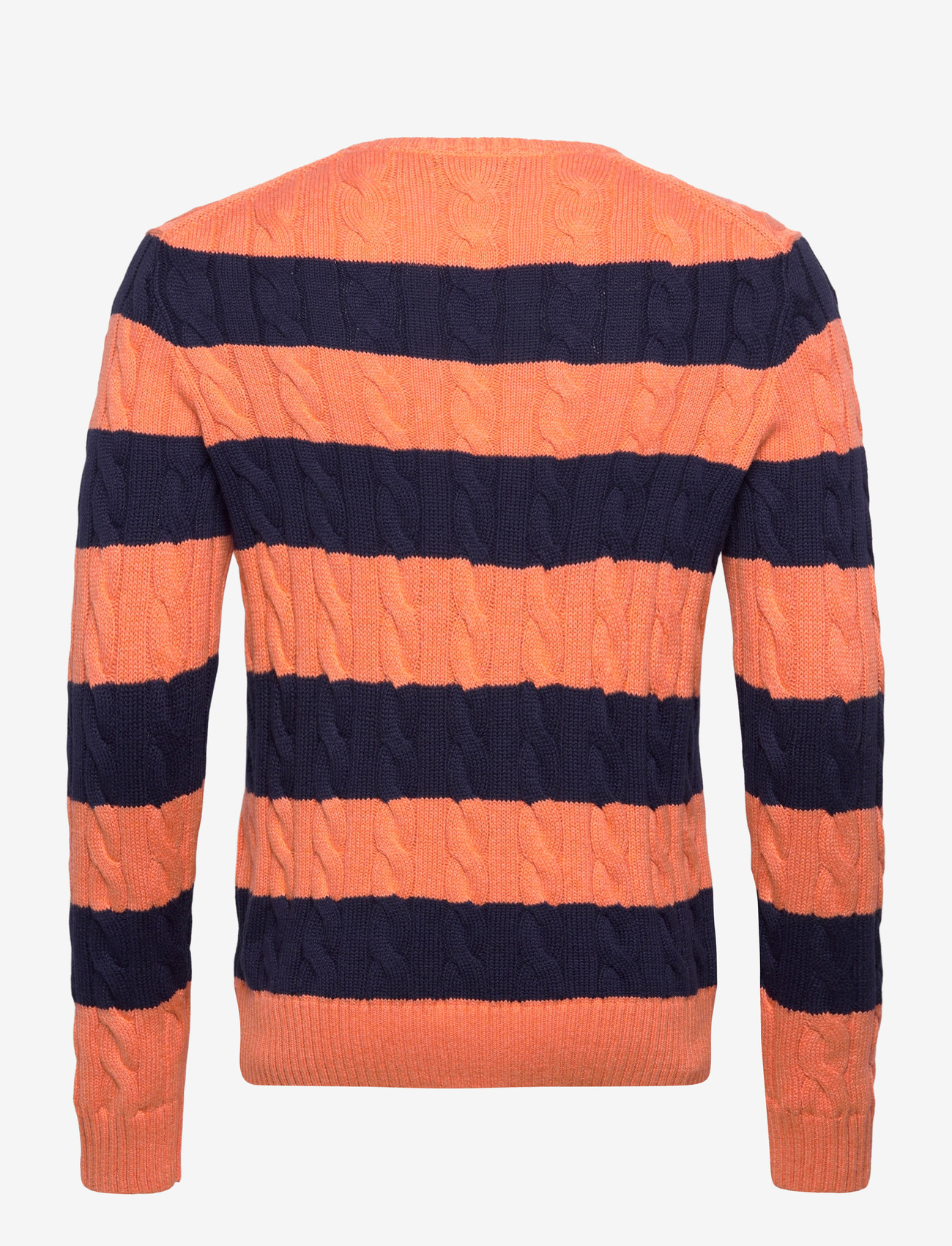 Polo Ralph Lauren - Cable-Knit Striped Cotton Sweater - rund hals - orange navy combo - 1