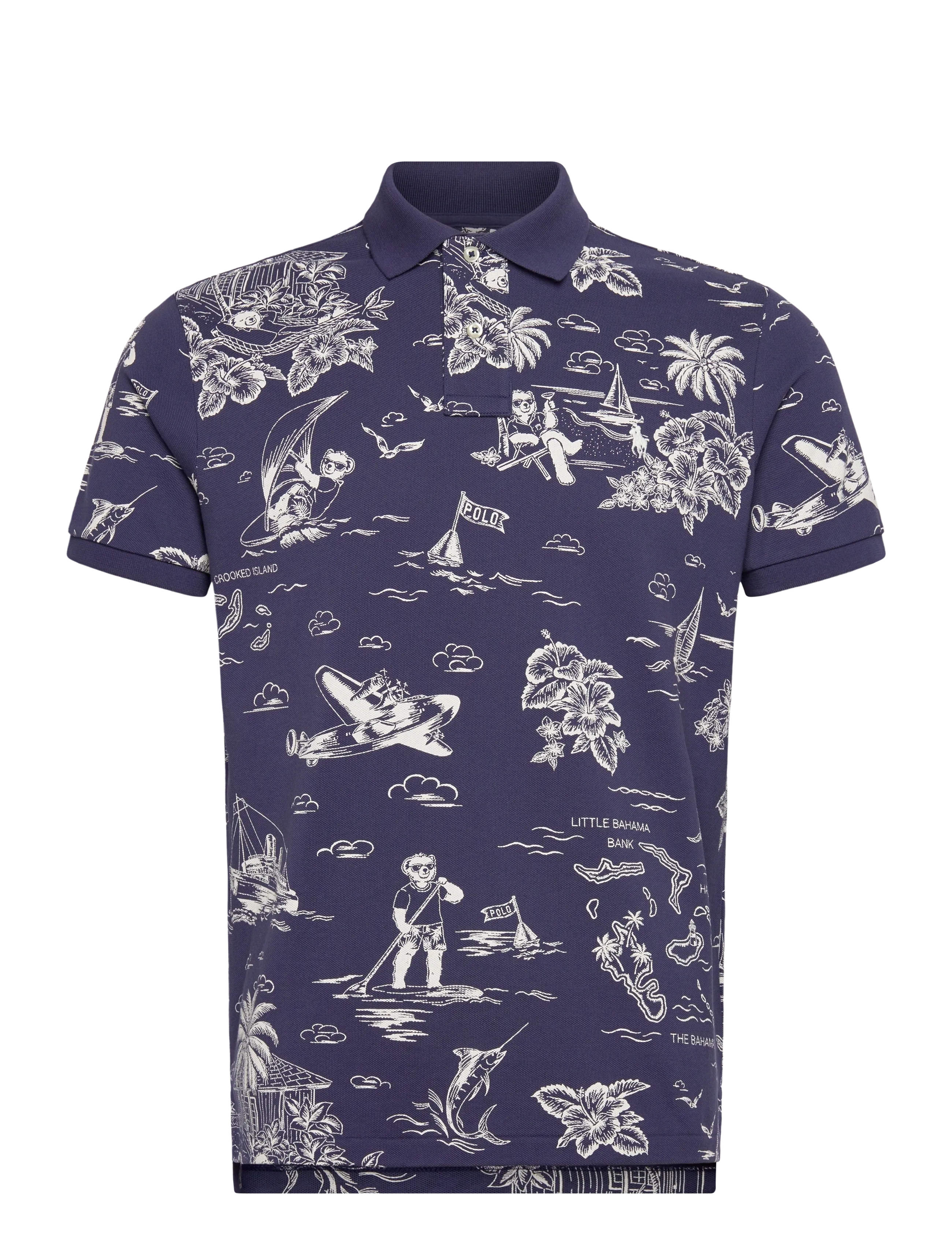 Polo Ralph Lauren Custom Slim Polo Bear Mesh Polo Shirt - Nyheter - HRBR ISLAND BEAR- / navy