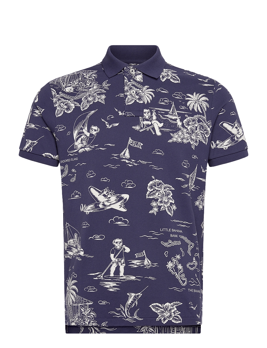 Polo Ralph Lauren - Custom Slim Polo Bear Mesh Polo Shirt - kurzärmelig - hrbr island bear- - 0
