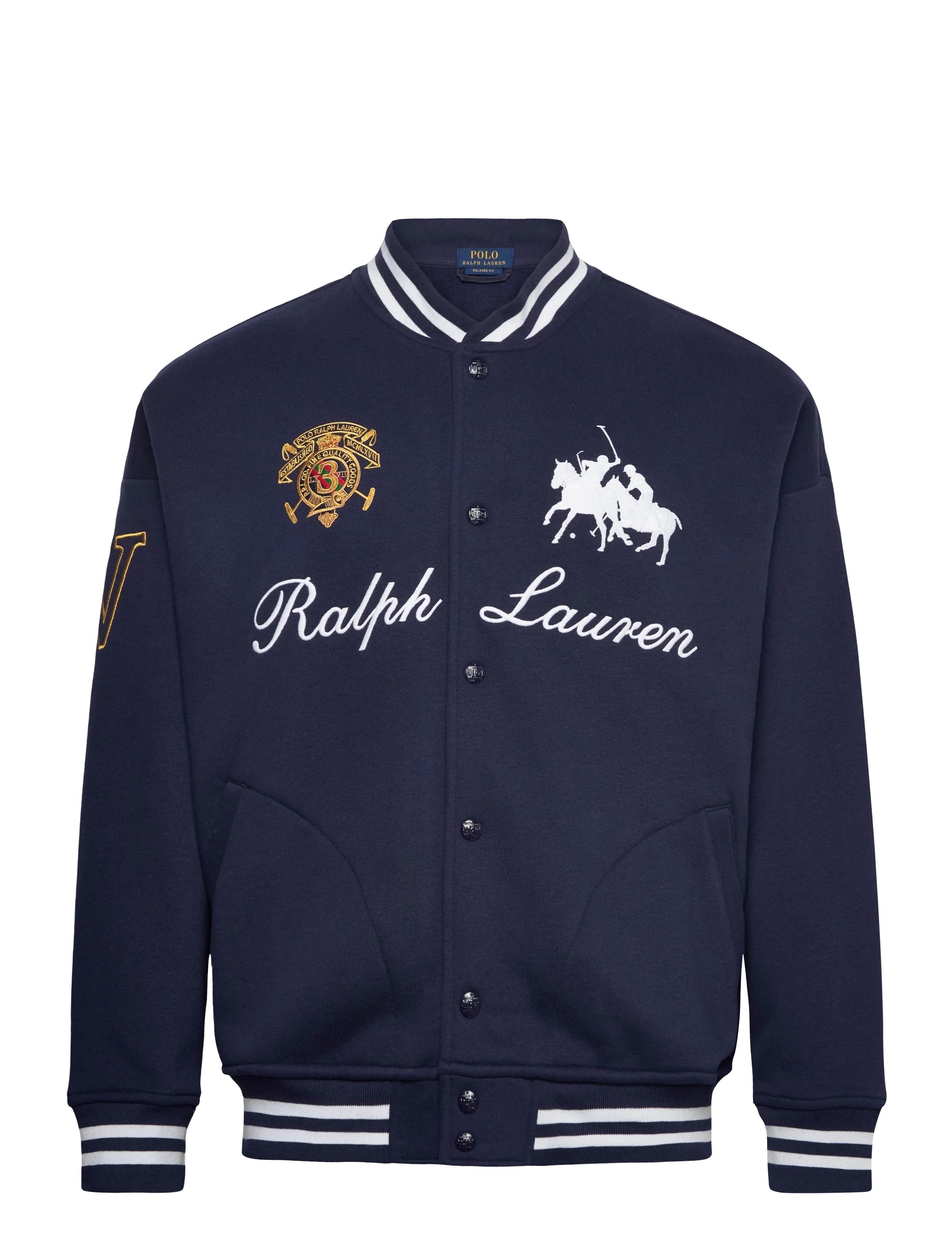 Polo Ralph Lauren Heavyweight Fleece Baseball Jacket, XXL, Jackets, Marineblau - Varsity Männerswear