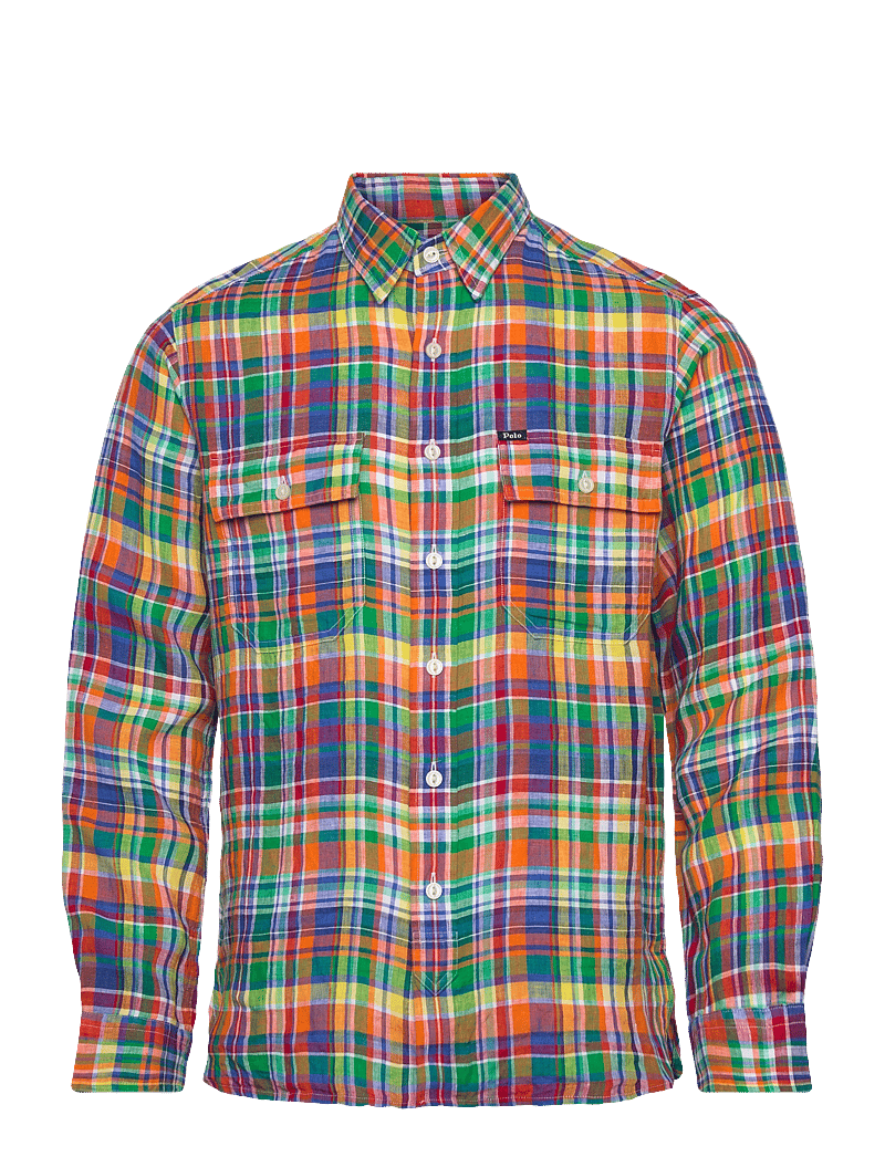 Polo Ralph Lauren - Classic Fit Plaid Linen Workshirt - tavalised t-särgid - 7170 orange royal - 0