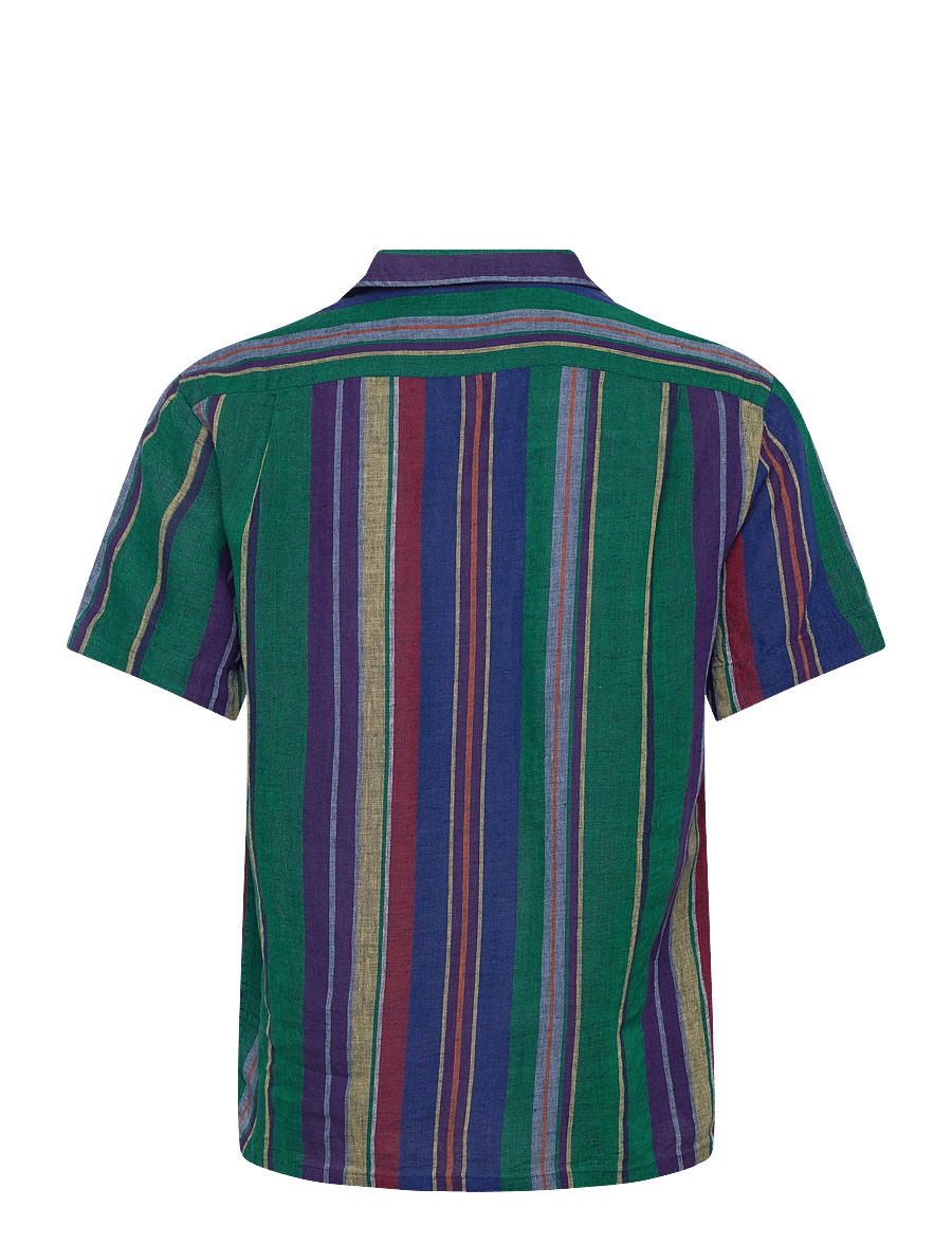 Polo Ralph Lauren - Classic Fit Striped Linen Camp Shirt - kurzarmhemden - 7169 blue green m - 1