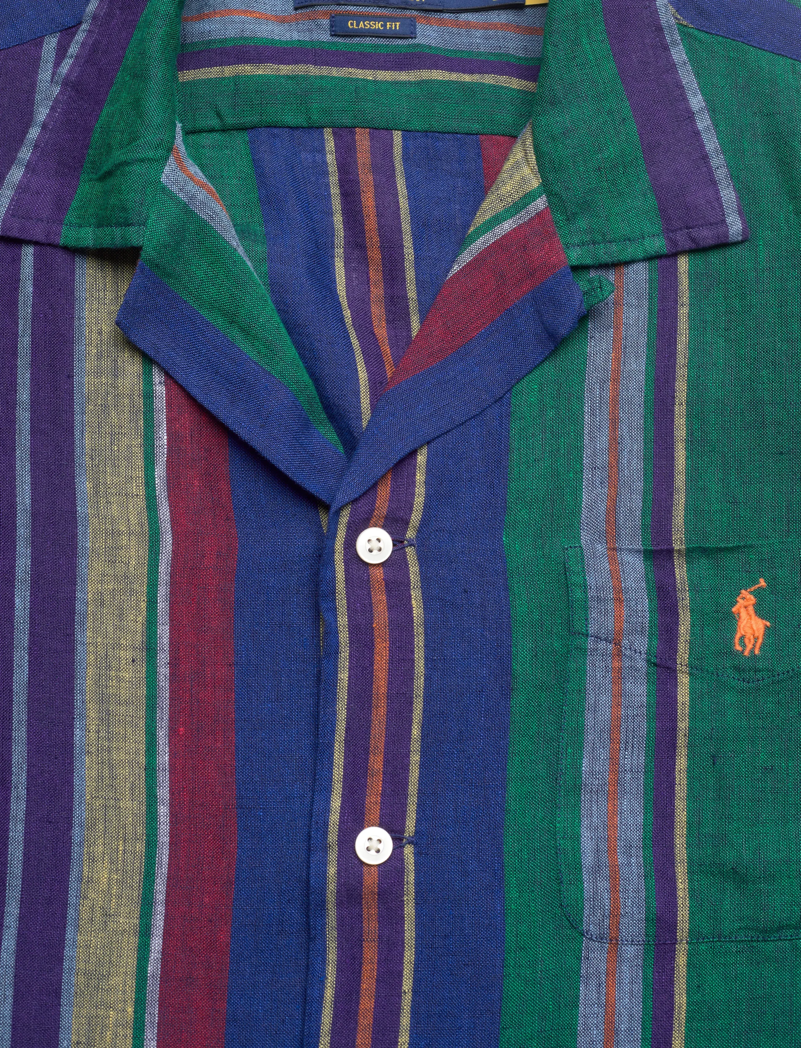 Polo Ralph Lauren - Classic Fit Striped Linen Camp Shirt - kurzarmhemden - 7169 blue green m - 2
