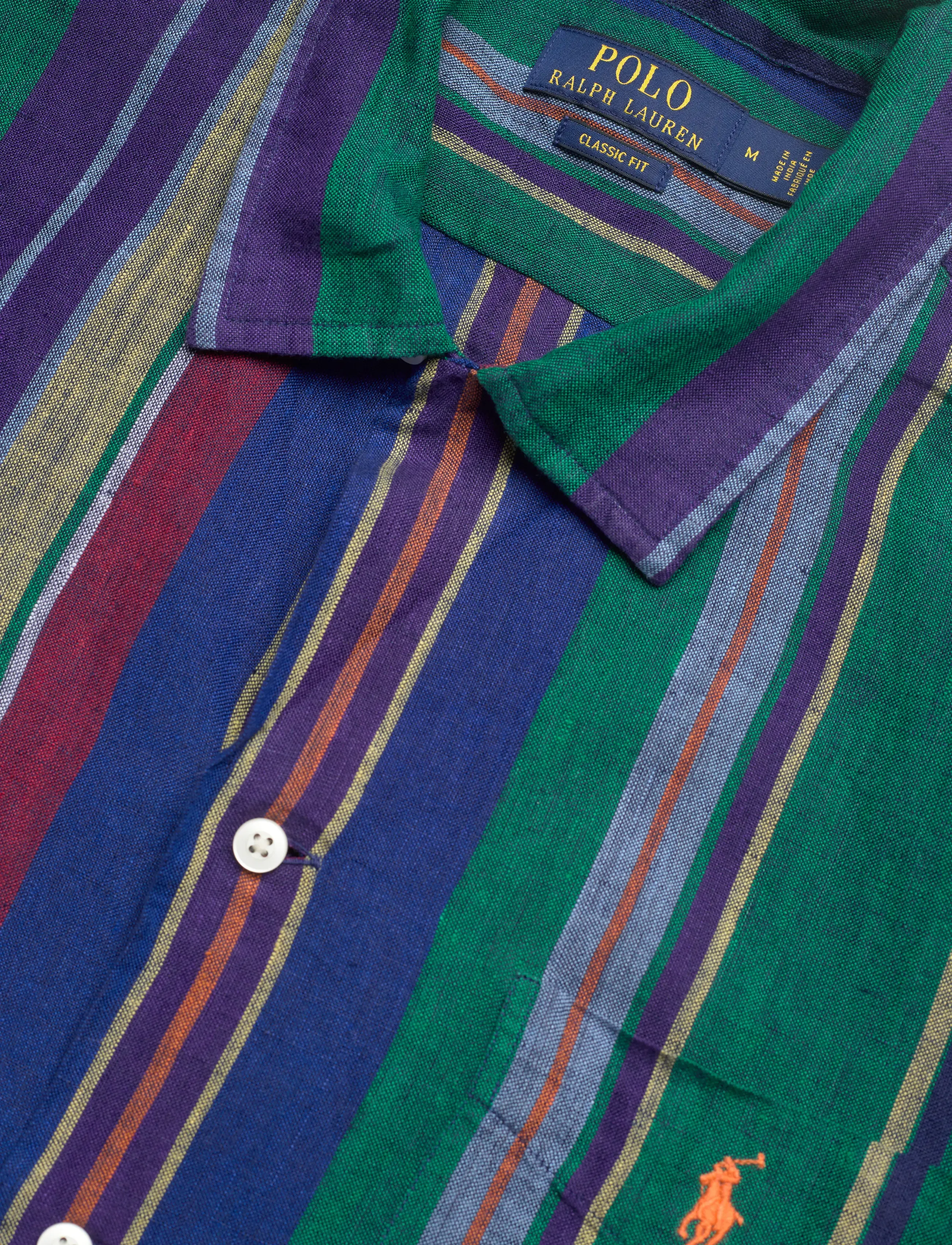 Polo Ralph Lauren - Classic Fit Striped Linen Camp Shirt - kurzarmhemden - 7169 blue green m - 3