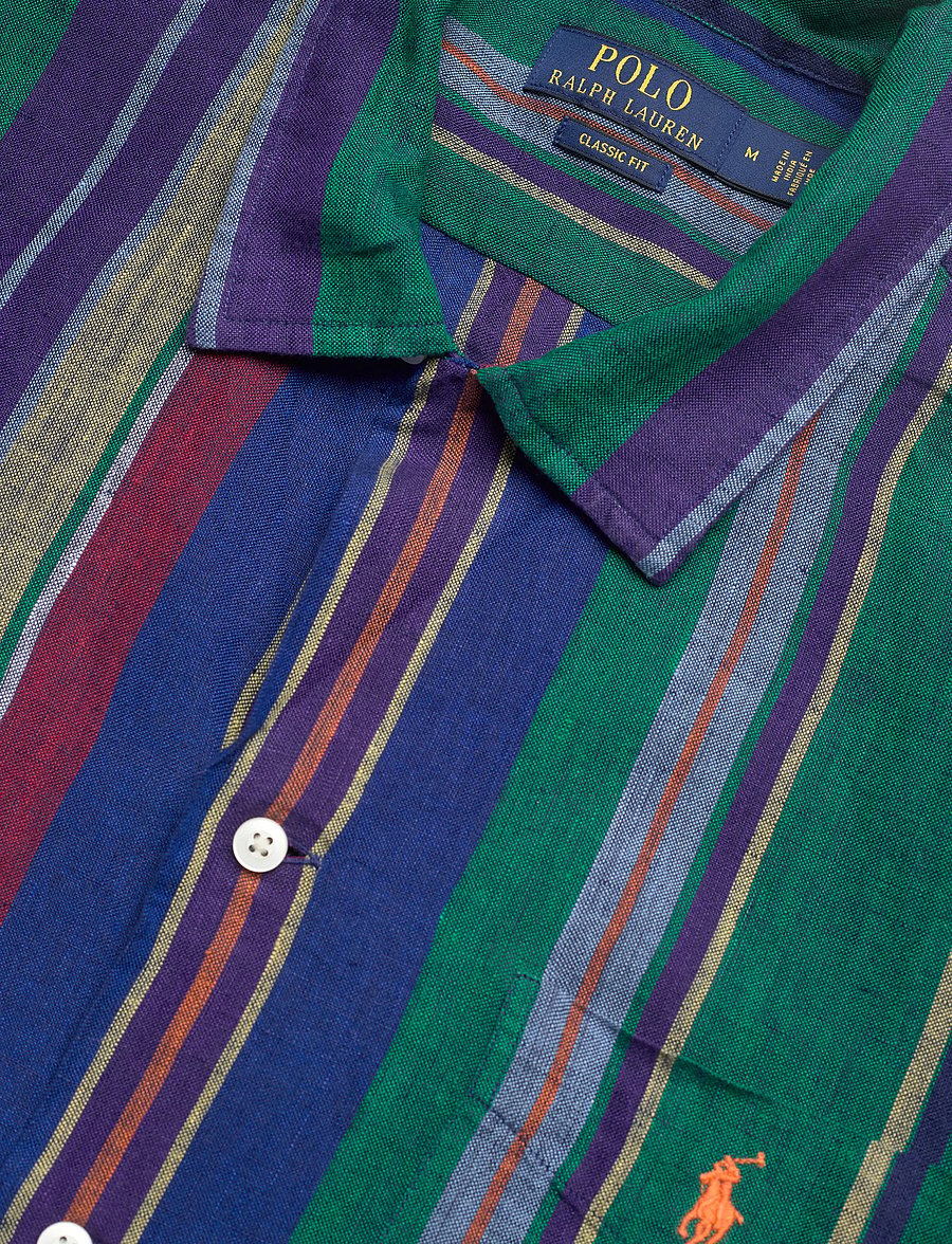 Polo Ralph Lauren - Classic Fit Striped Linen Camp Shirt - kurzarmhemden - 7169 blue green m - 3