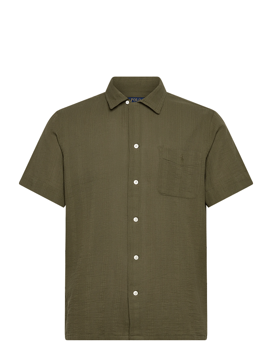 Polo Ralph Lauren - Classic Fit Basket-Weave Camp Shirt - kurzarmhemden - 6761c new olive - 0