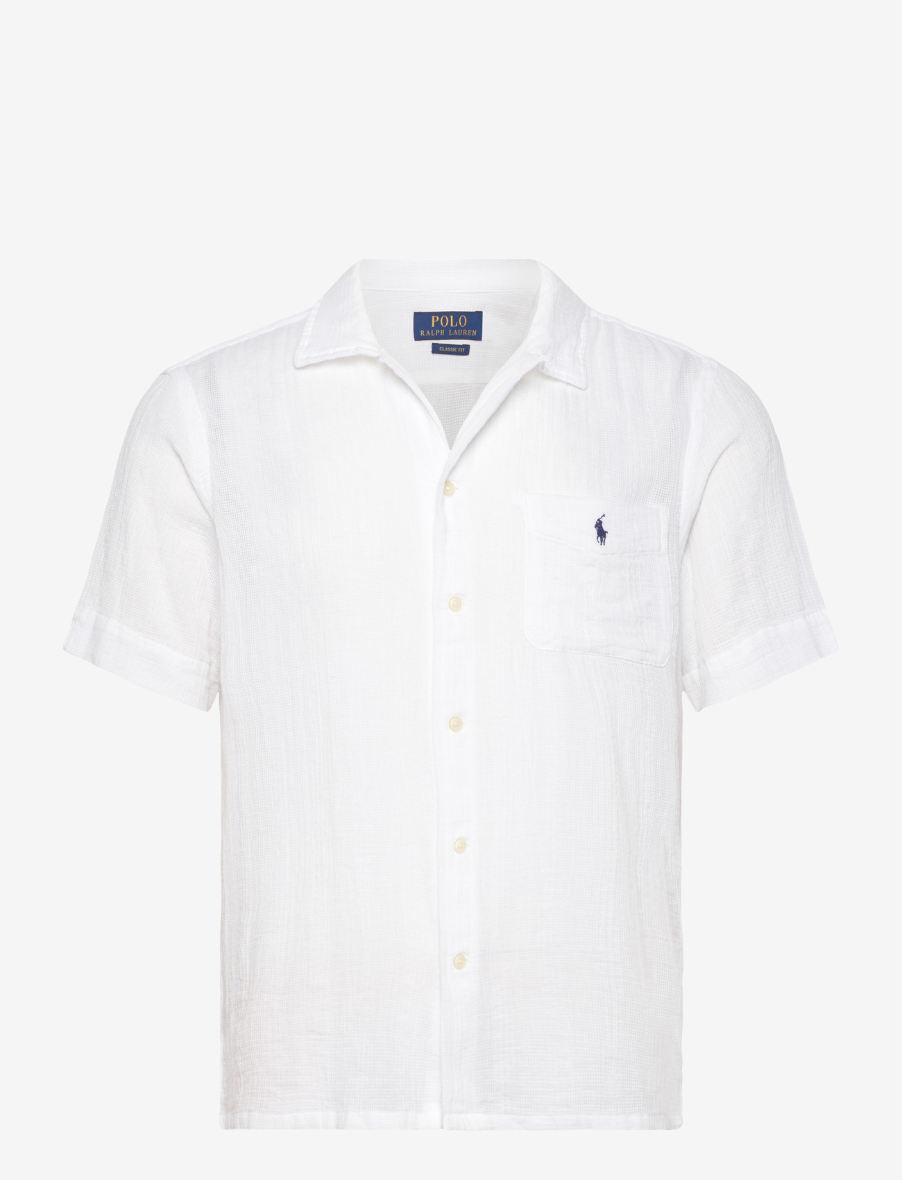 Polo Ralph Lauren - Classic Fit Basket-Weave Camp Shirt - kortärmade skjortor - 6761 white - 0