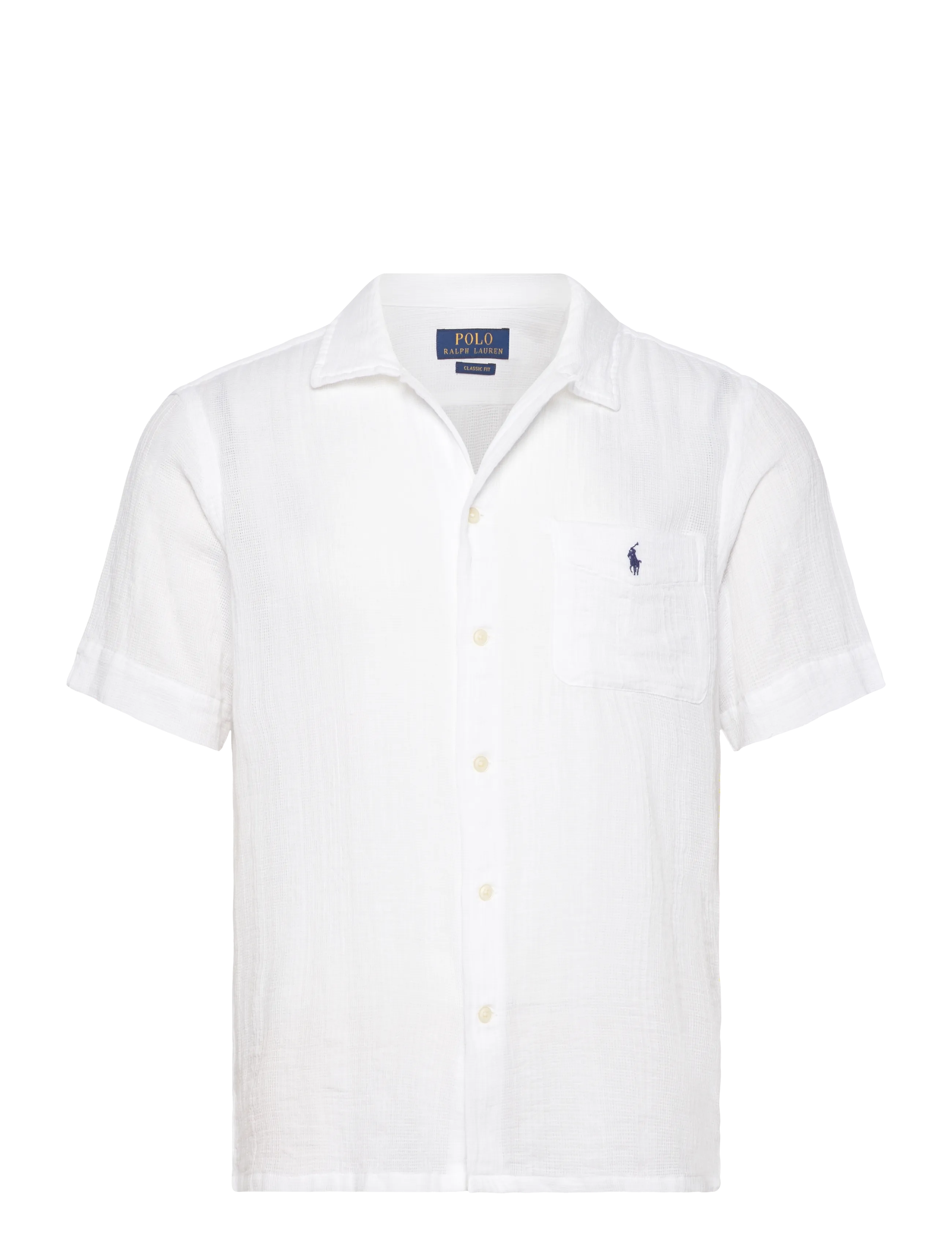 Classic Fit Basket-Weave Camp Shirt - 6761 WHITE