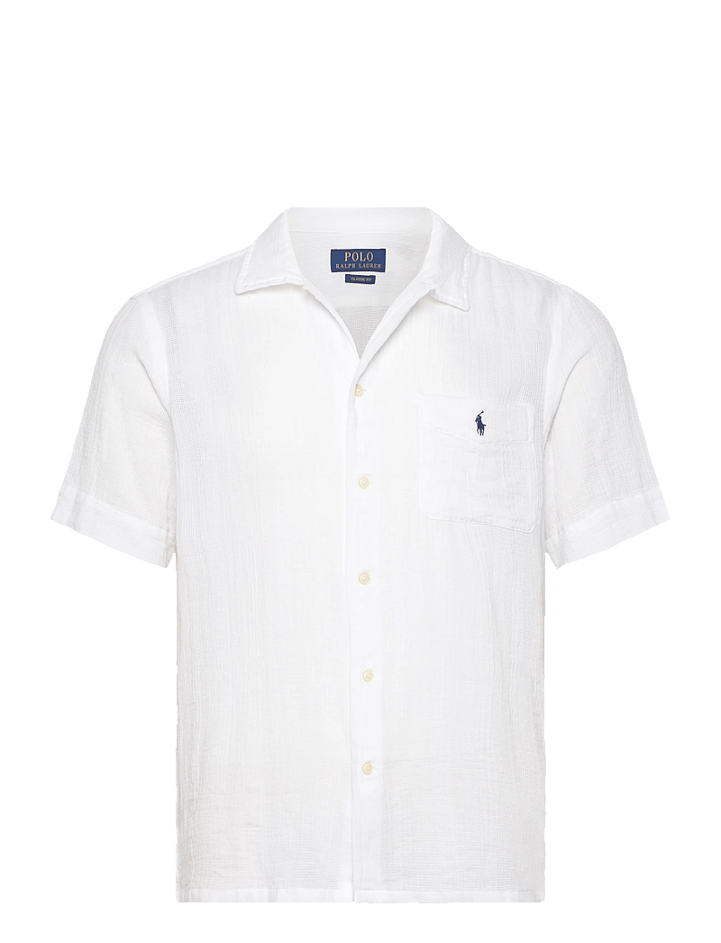 Polo Ralph Lauren - Classic Fit Basket-Weave Camp Shirt - kortärmade skjortor - 6761 white - 0