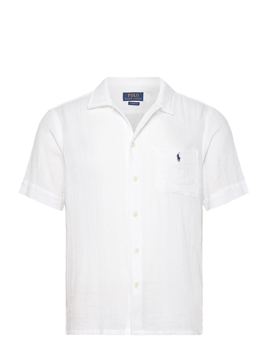 Polo Ralph Lauren - Classic Fit Basket-Weave Camp Shirt - short-sleeved shirts - 6761 white - 0