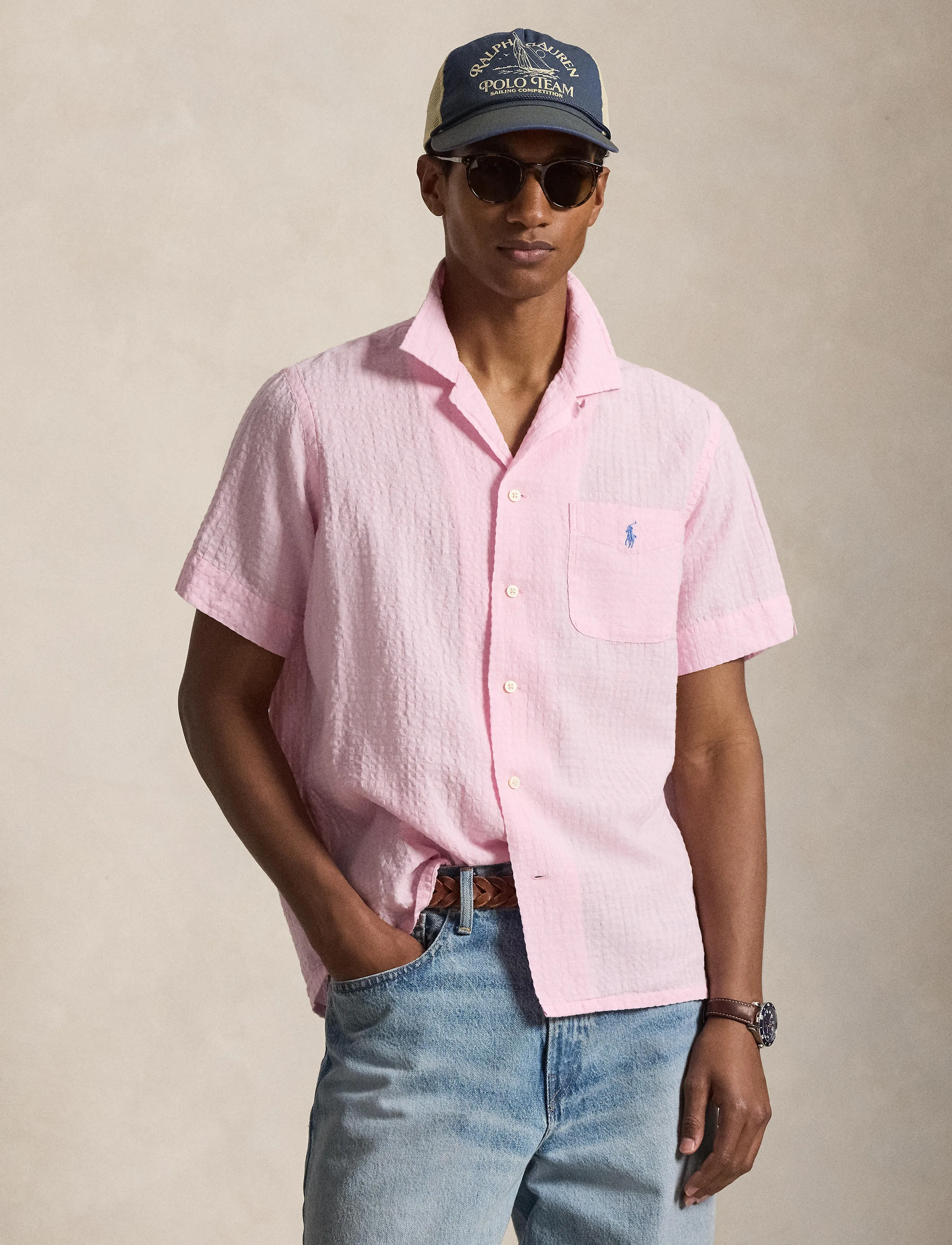 Polo Ralph Lauren - Classic Fit Linen-Blend Seersucker Shirt - leinenhemden - carmel pink - 3