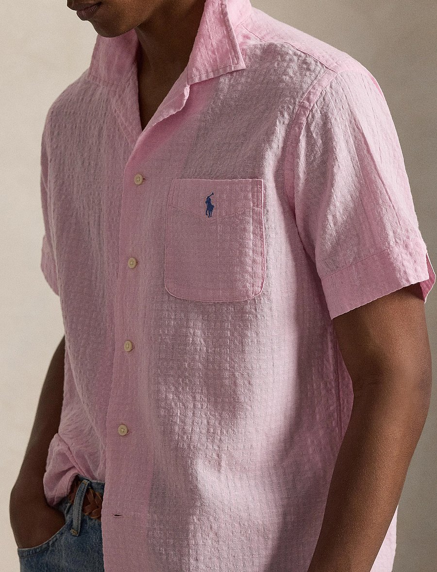 Polo Ralph Lauren - Classic Fit Linen-Blend Seersucker Shirt - leinenhemden - carmel pink - 4