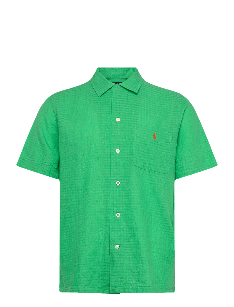 Polo Ralph Lauren - Classic Fit Linen-Blend Seersucker Shirt - leinenhemden - plato green - 0