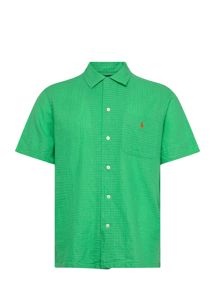 Polo Ralph Lauren - Classic Fit Linen-Blend Seersucker Shirt - hørskjorter - plato green - 0