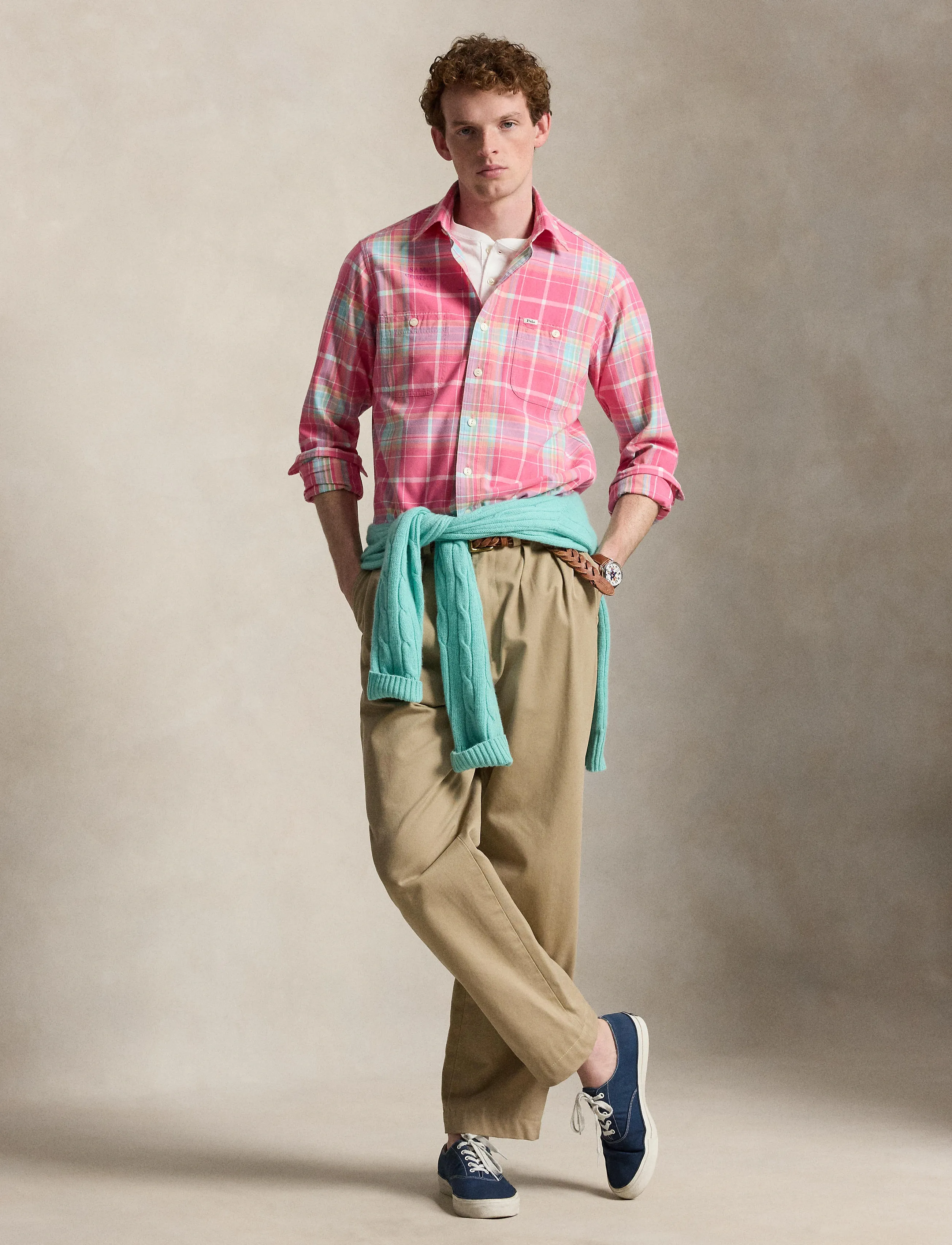 Polo Ralph Lauren LIGHTWEIGHT CHINO-WVN-SHIRT - Kläder - 7212 PINK TURQUOI / pink/rose