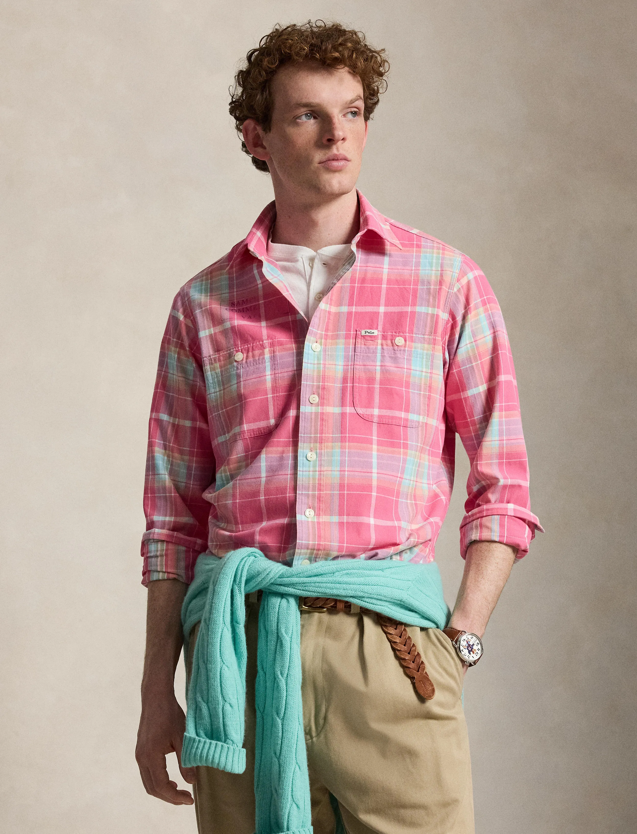 Polo Ralph Lauren - Classic Fit Plaid Chino Workshirt - rutiga skjortor - 7212 pink turquoi - 3