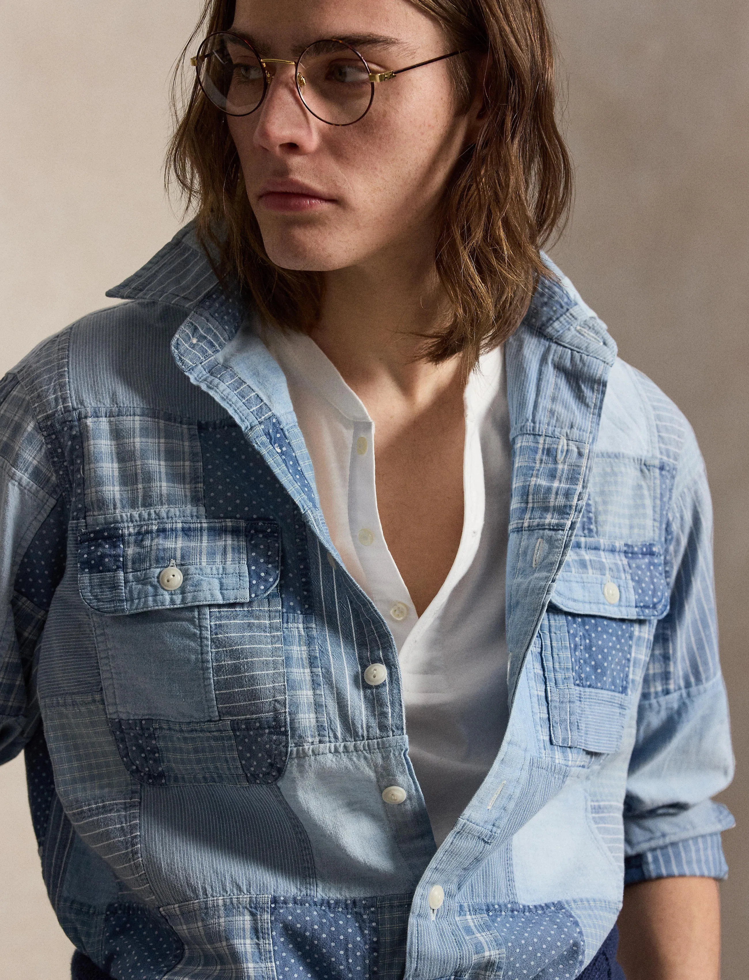 Polo Ralph Lauren - INDIGO PATCHWORK-WVN-SHIRT - basic shirts - 7151 indigo patch - 4