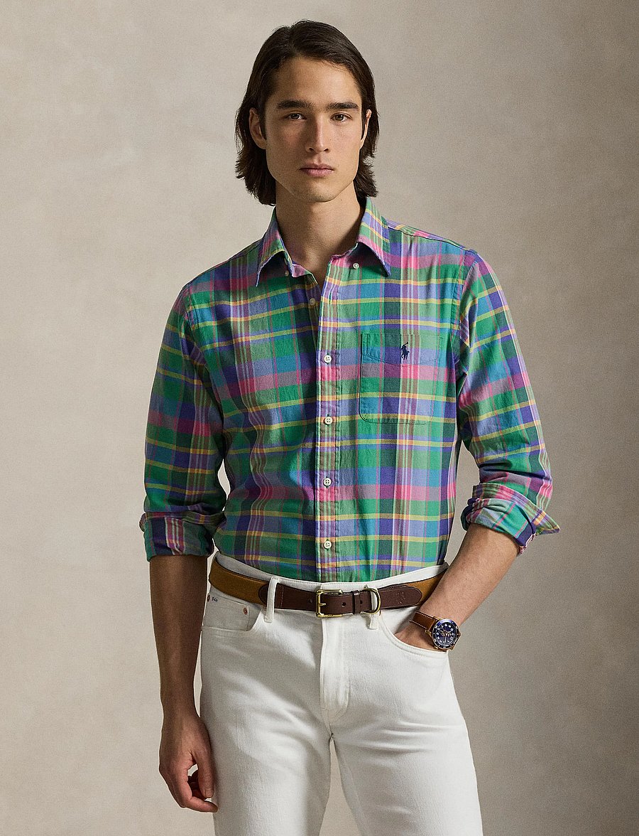 Polo Ralph Lauren - LIGHTWEIGHT CHINO-WVN-SHIRT - ruudulised särgid - 7213 green blue m - 3