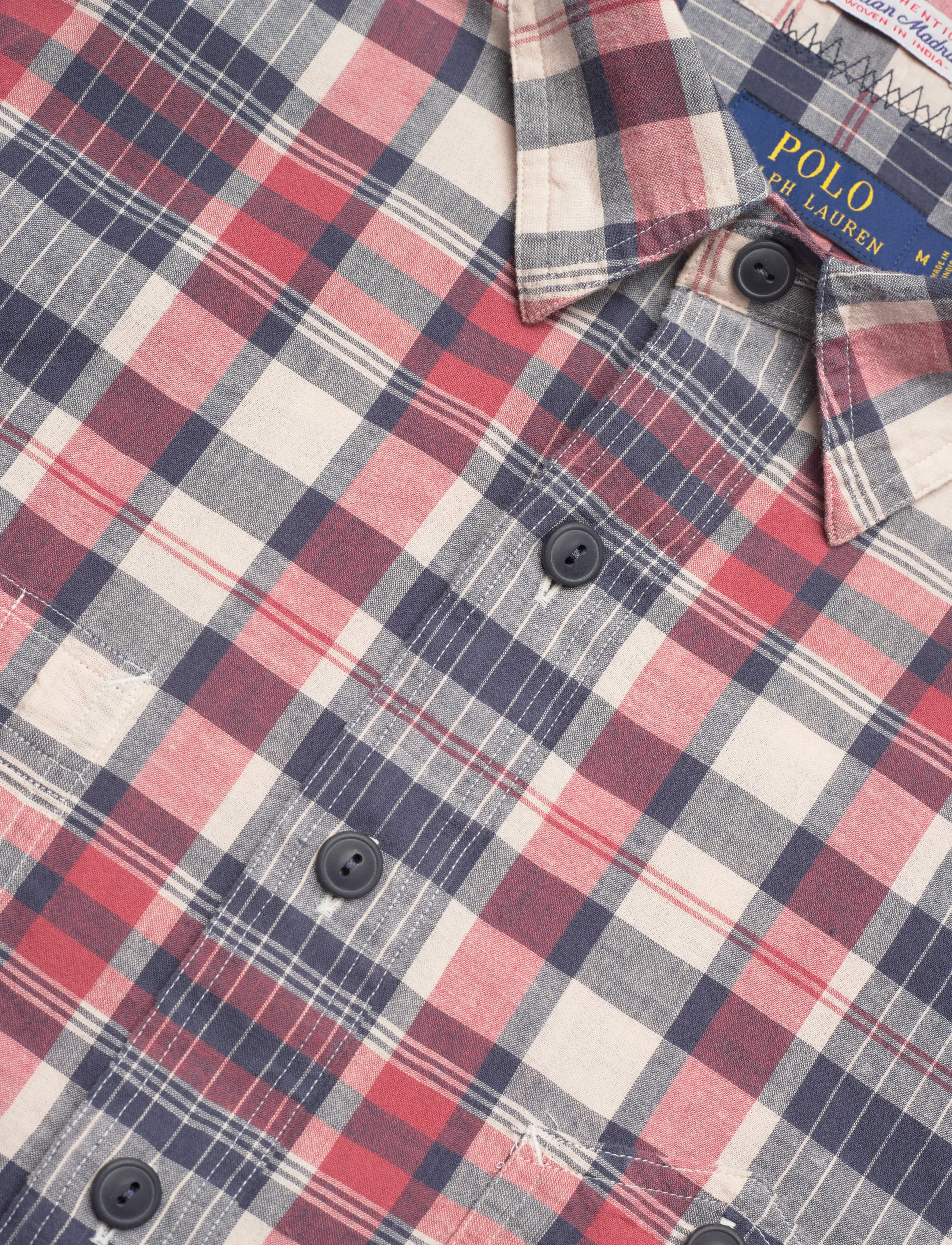Polo Ralph Lauren - Classic Fit Repaired Madras Workshirt - basic skjorter - 7133 cream navy w - 5