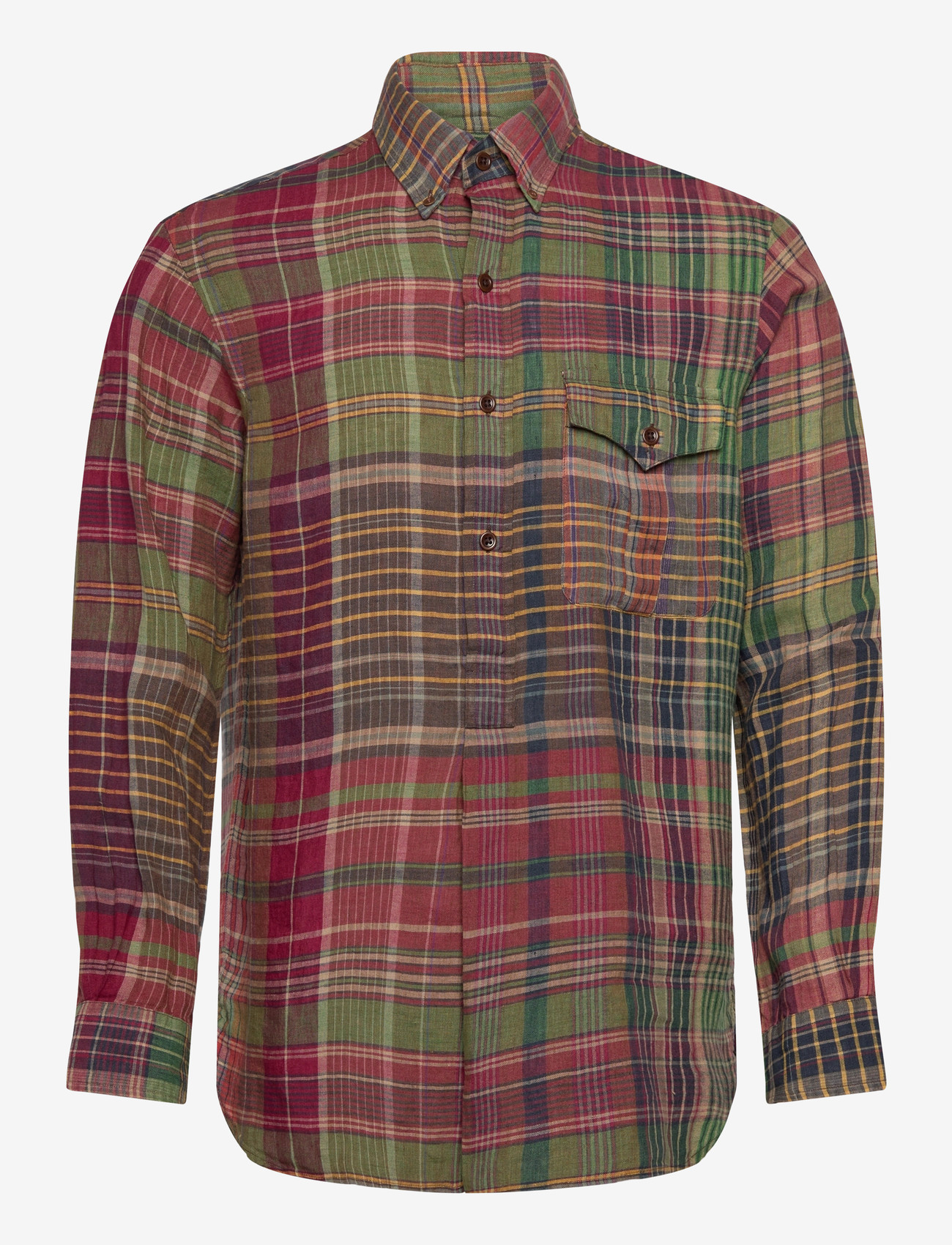 Polo Ralph Lauren - SLUBBY LINEN-WVN-SHIRT - tavalised t-särgid - su58 olive wine - 0