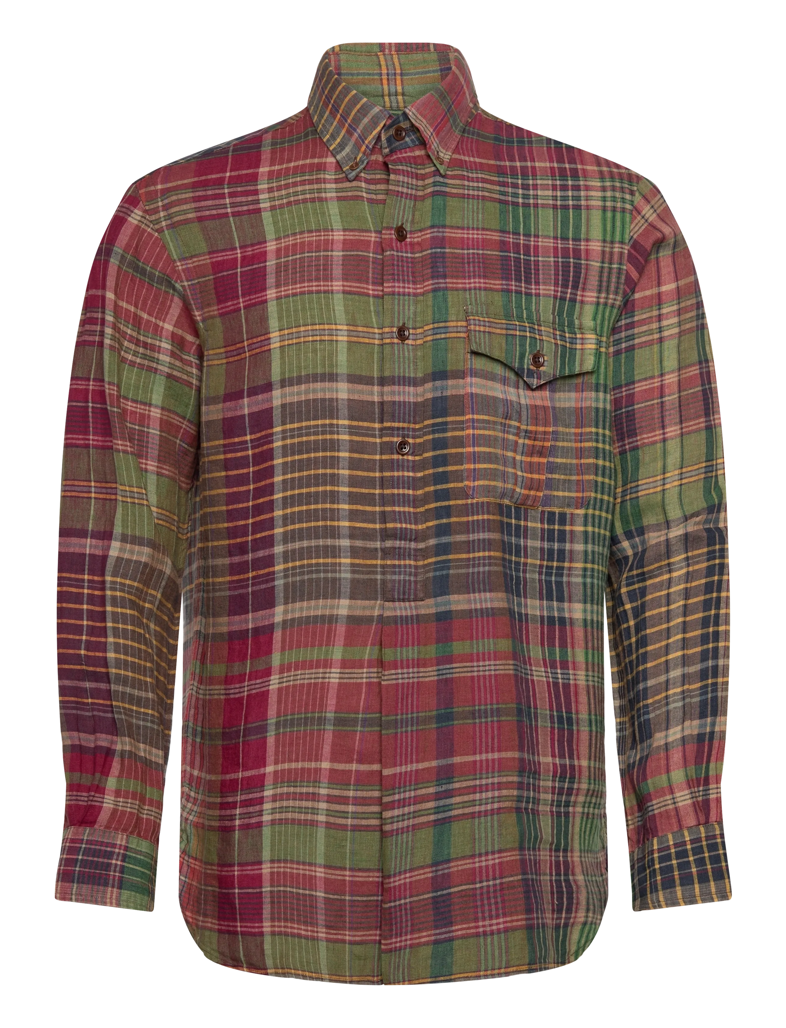 Polo Ralph Lauren SLUBBY LINEN-WVN-SHIRT - Casual skjorter - SU58 OLIVE WINE / multi