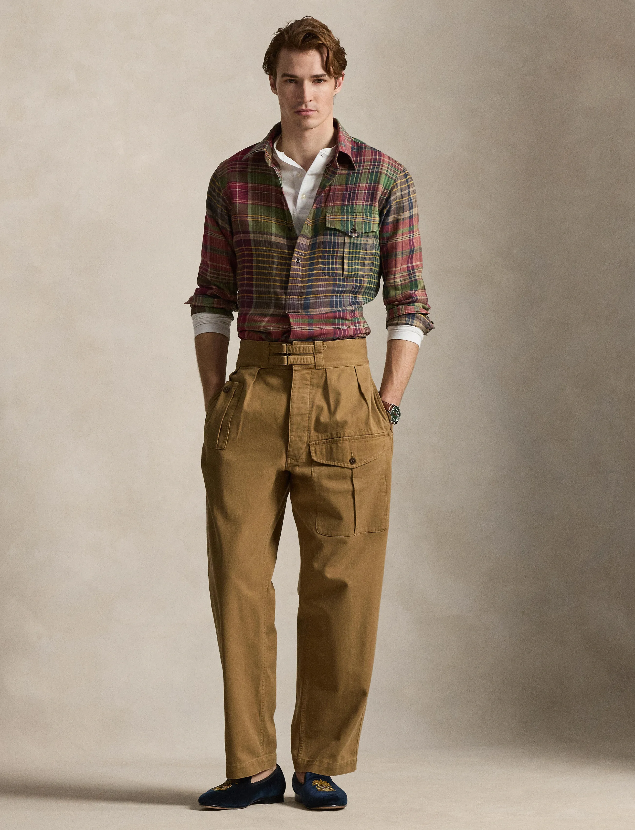 Polo Ralph Lauren Slubby Linen-Wvn-Shirt, Mænd, Ternskjorte, Grøn, Str: XL