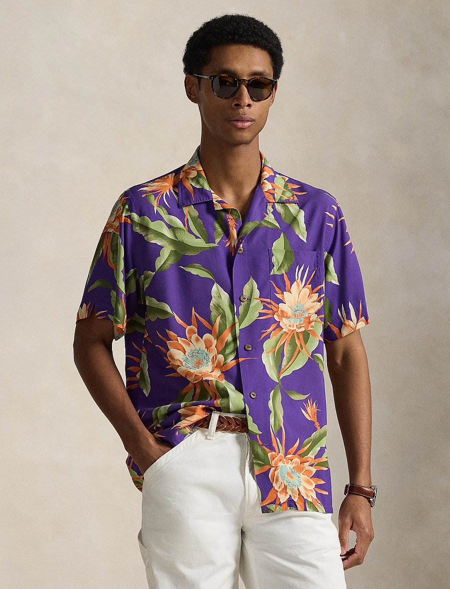 Polo Ralph Lauren - PRINTED RAYON-WVN-SHIRT - krótki rękaw - 7155 purple south - 3