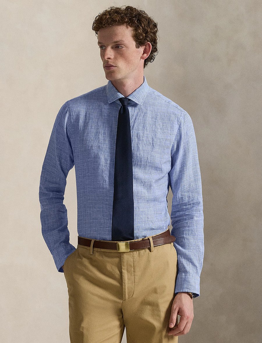 Polo Ralph Lauren - Classic Fit Plaid Linen Shirt - oxford skjorter - 4596a blue white - 3