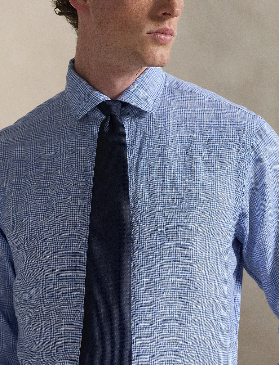 Polo Ralph Lauren - Classic Fit Plaid Linen Shirt - oxford skjorter - 4596a blue white - 4