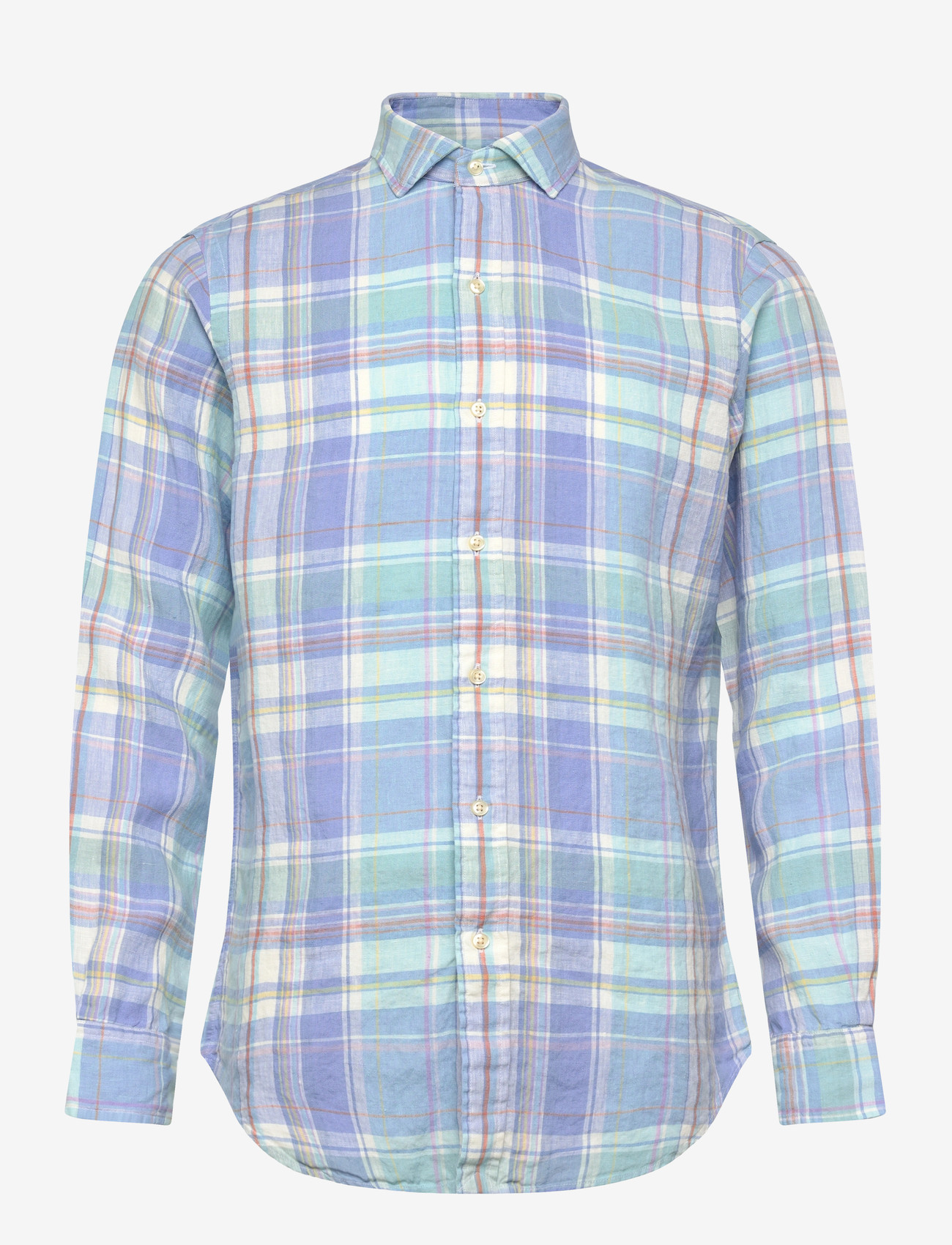 Polo Ralph Lauren - Classic Fit Plaid Slub Linen Shirt - basic-hemden - 7105a blue orange - 0