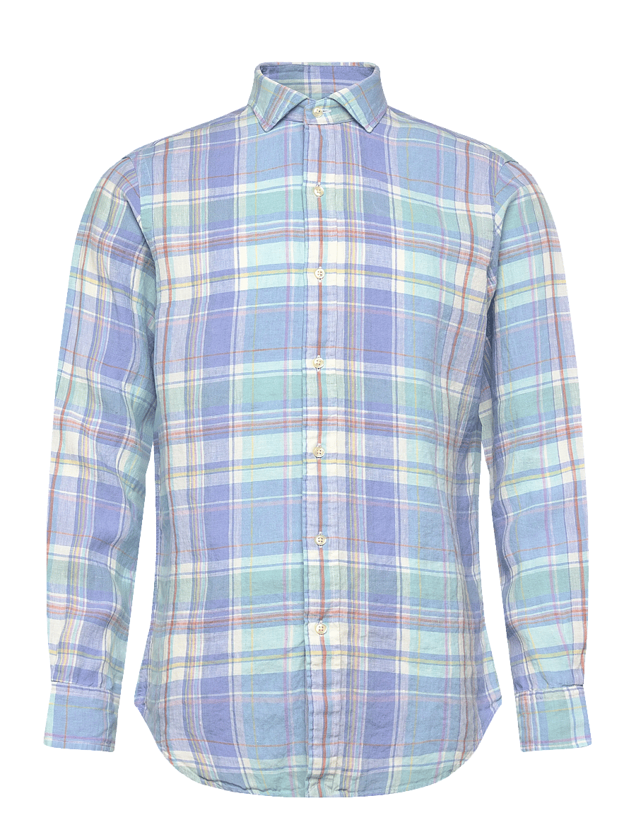Polo Ralph Lauren - Classic Fit Plaid Slub Linen Shirt - ternede skjorter - 7105a blue orange - 1