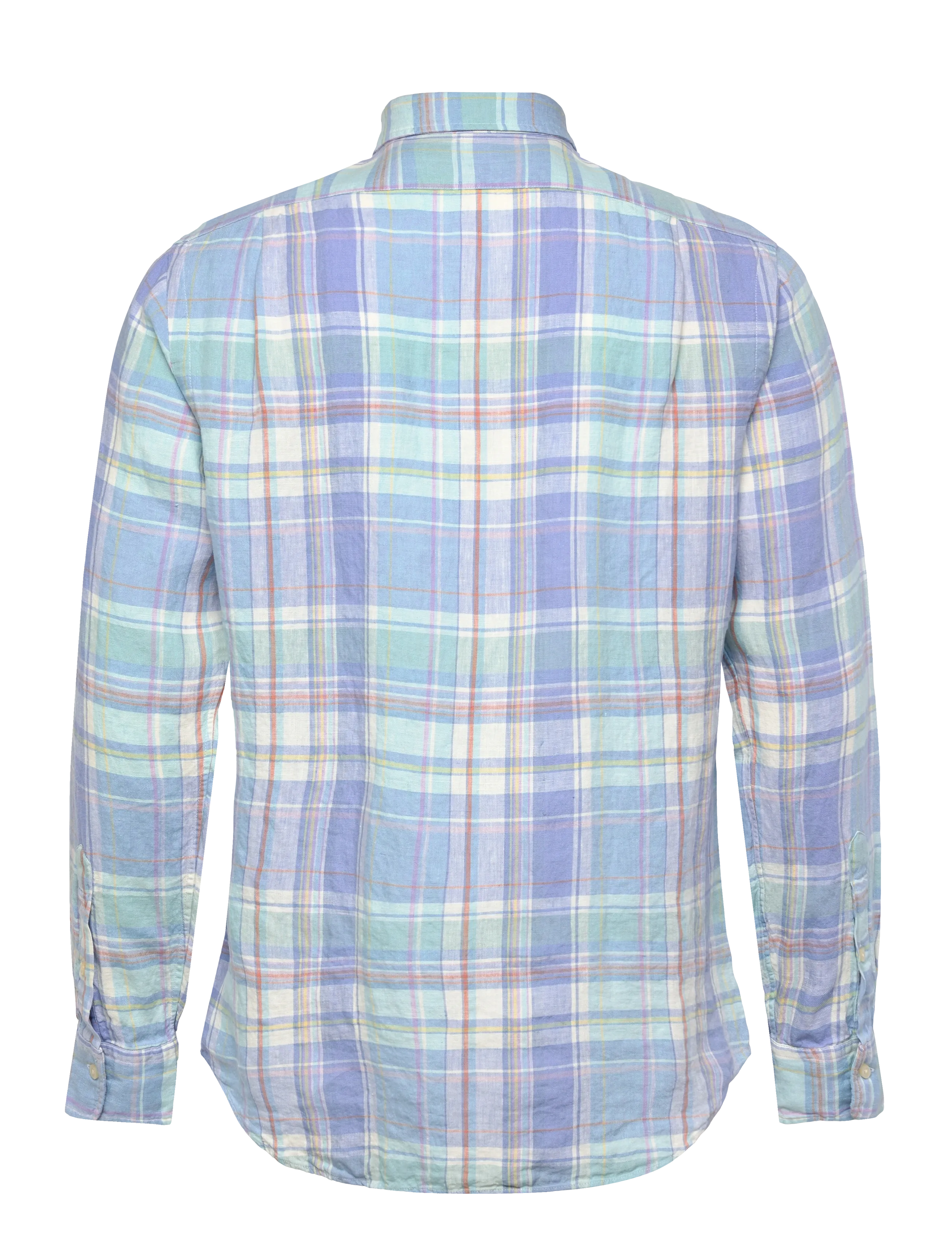 Polo Ralph Lauren - Classic Fit Plaid Slub Linen Shirt - ternede skjorter - 7105a blue orange - 2