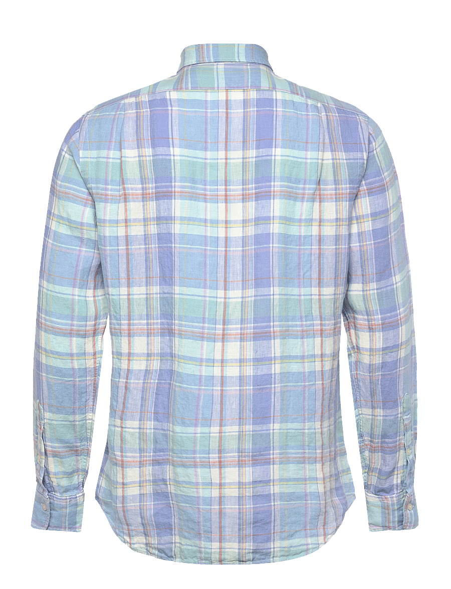 Polo Ralph Lauren - Classic Fit Plaid Slub Linen Shirt - ternede skjorter - 7105a blue orange - 2