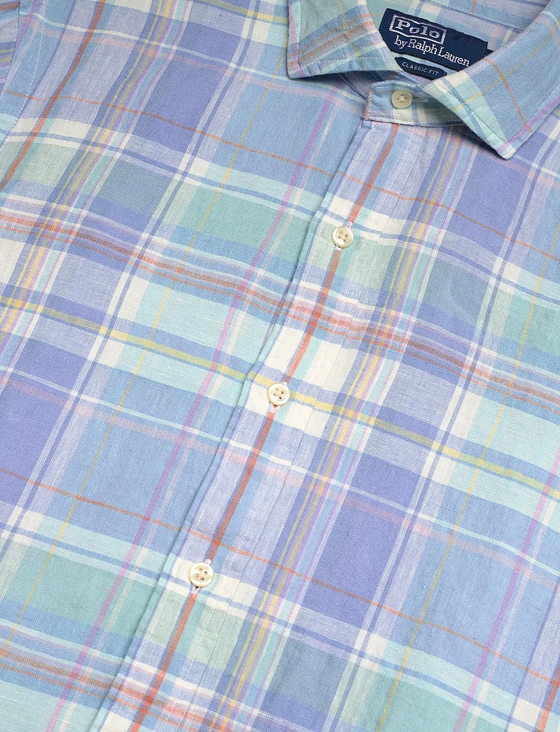 Polo Ralph Lauren - Classic Fit Plaid Slub Linen Shirt - basic-hemden - 7105a blue orange - 3