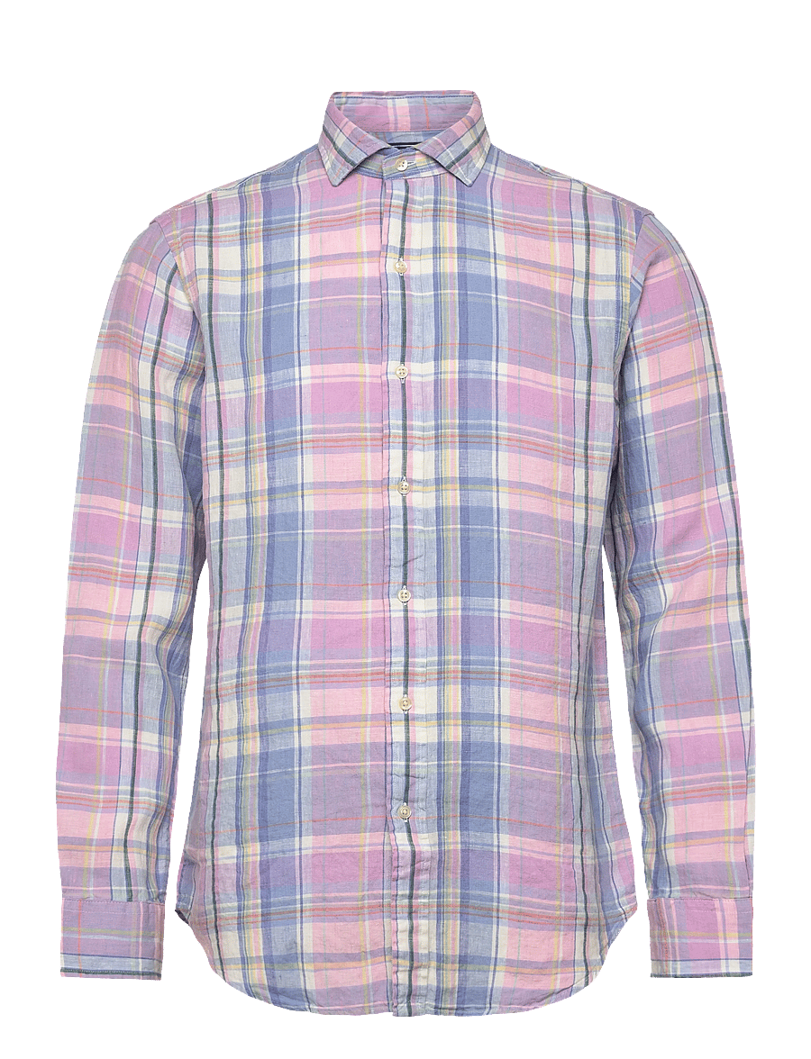 Polo Ralph Lauren - Classic Fit Plaid Slub Linen Shirt - checkered shirts - 7105b pink blue m - 1