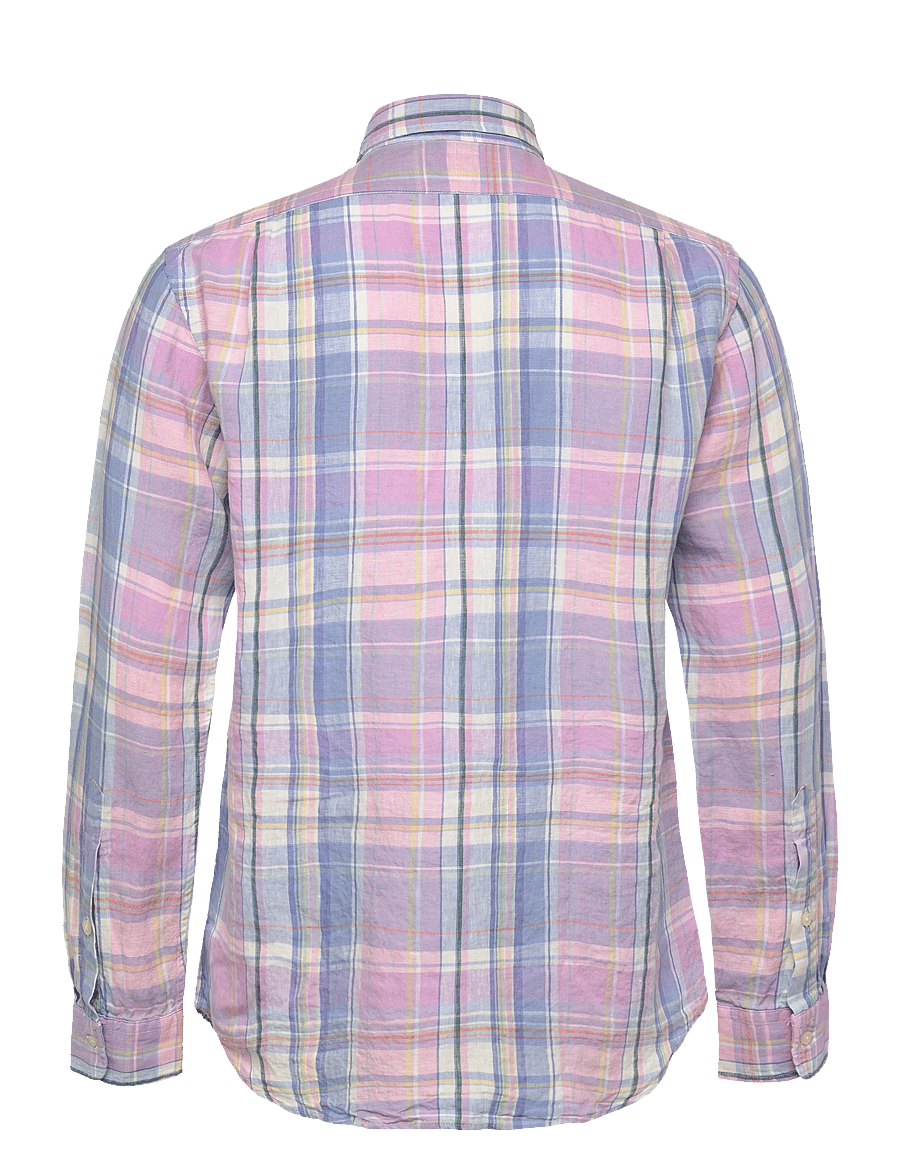 Polo Ralph Lauren - Classic Fit Plaid Slub Linen Shirt - ternede skjorter - 7105b pink blue m - 2