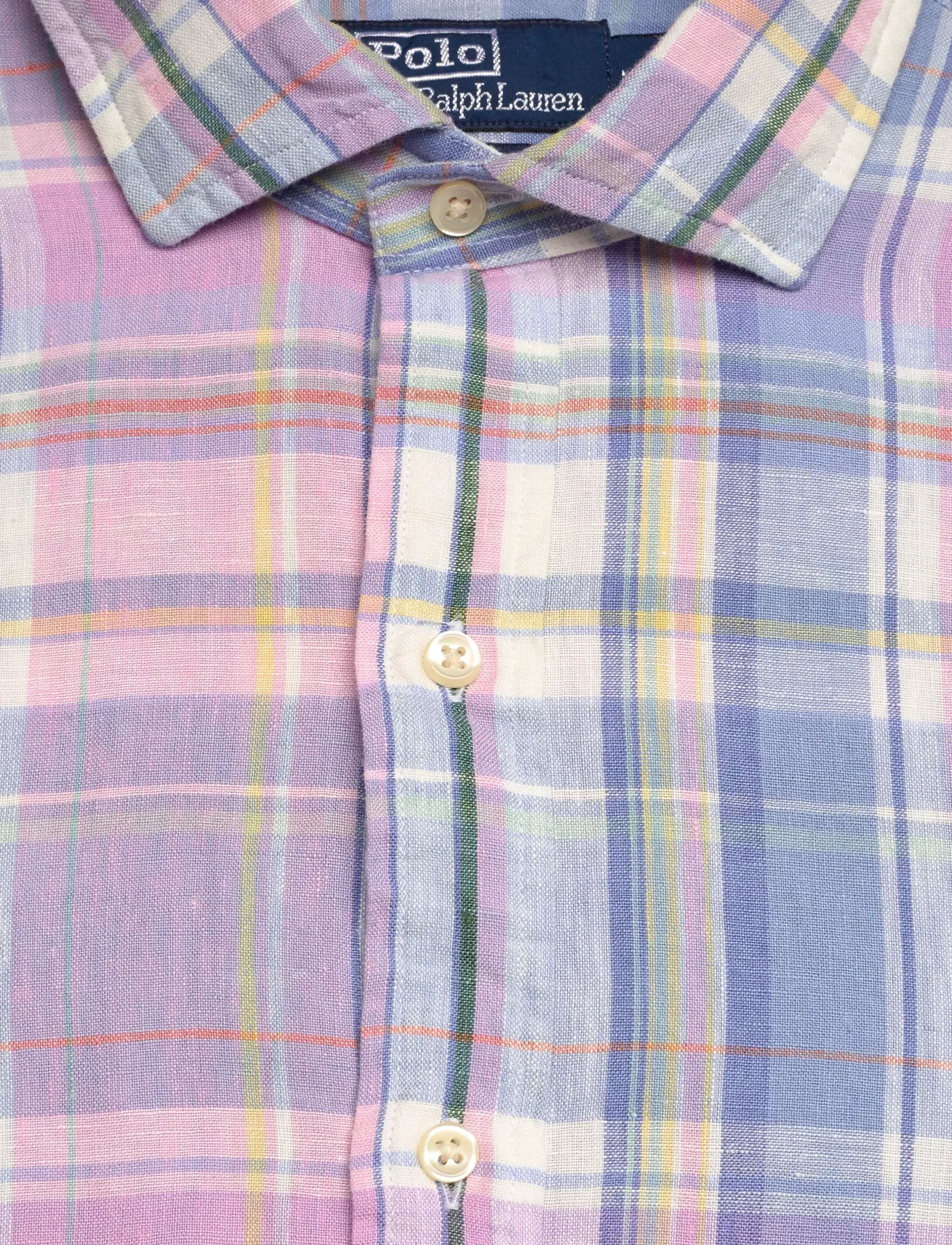 Polo Ralph Lauren - Classic Fit Plaid Slub Linen Shirt - checkered shirts - 7105b pink blue m - 4