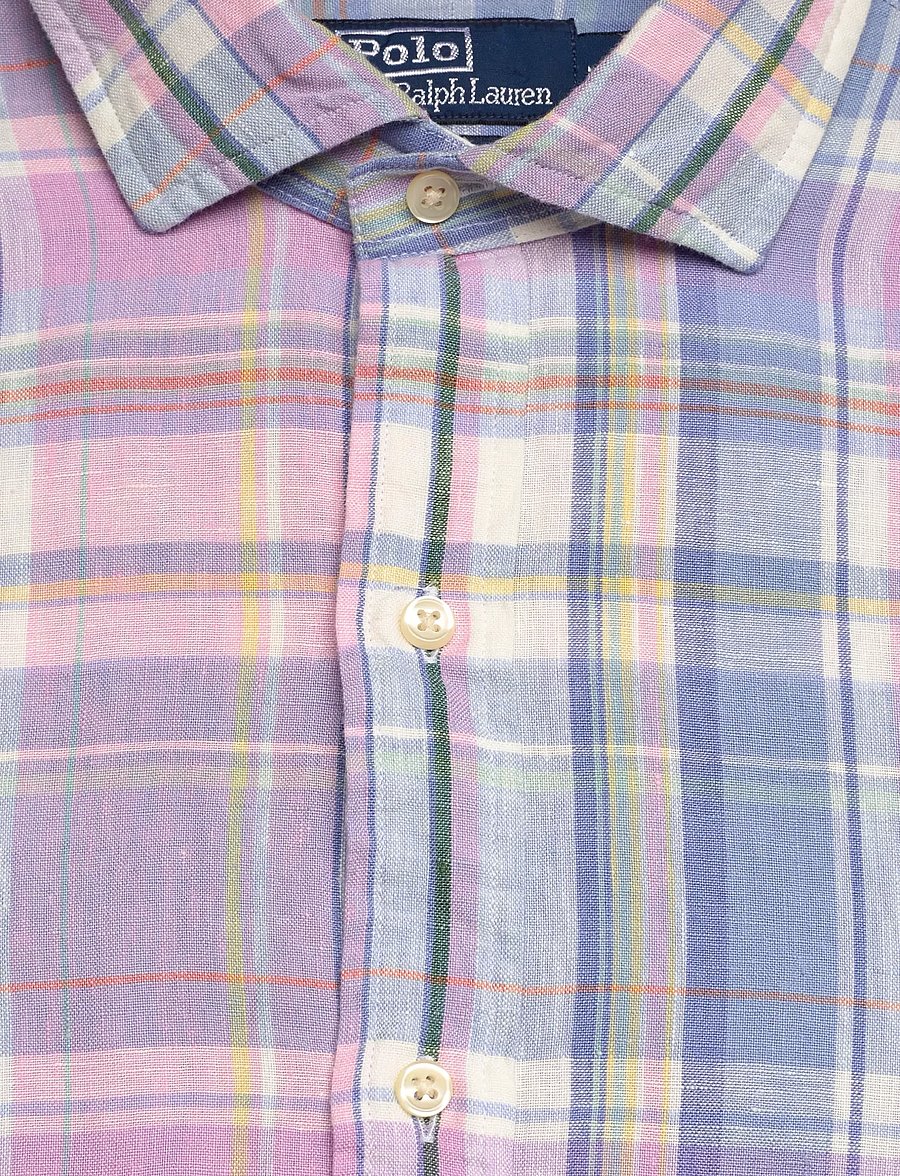 Polo Ralph Lauren - Classic Fit Plaid Slub Linen Shirt - checkered shirts - 7105b pink blue m - 4