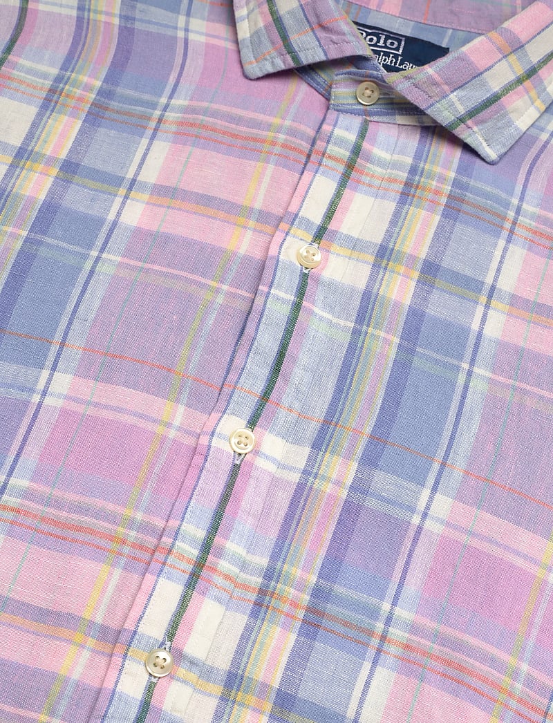 Polo Ralph Lauren - Classic Fit Plaid Slub Linen Shirt - basic-hemden - 7105b pink blue m - 3
