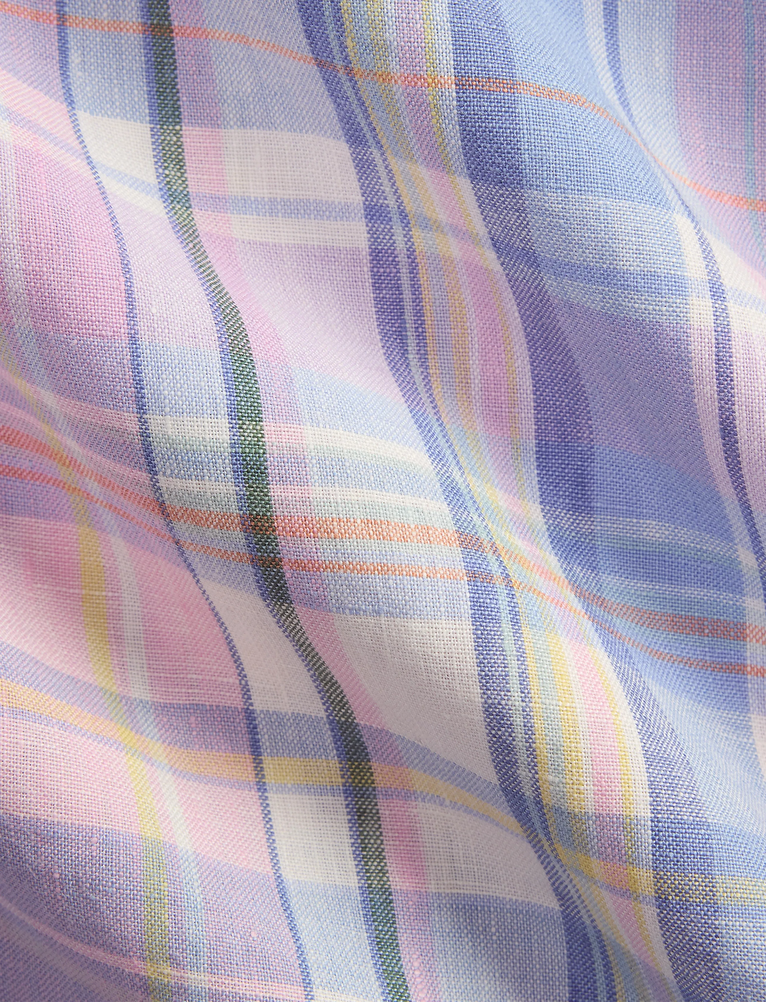 Polo Ralph Lauren - Classic Fit Plaid Slub Linen Shirt - checkered shirts - 7105b pink blue m - 5