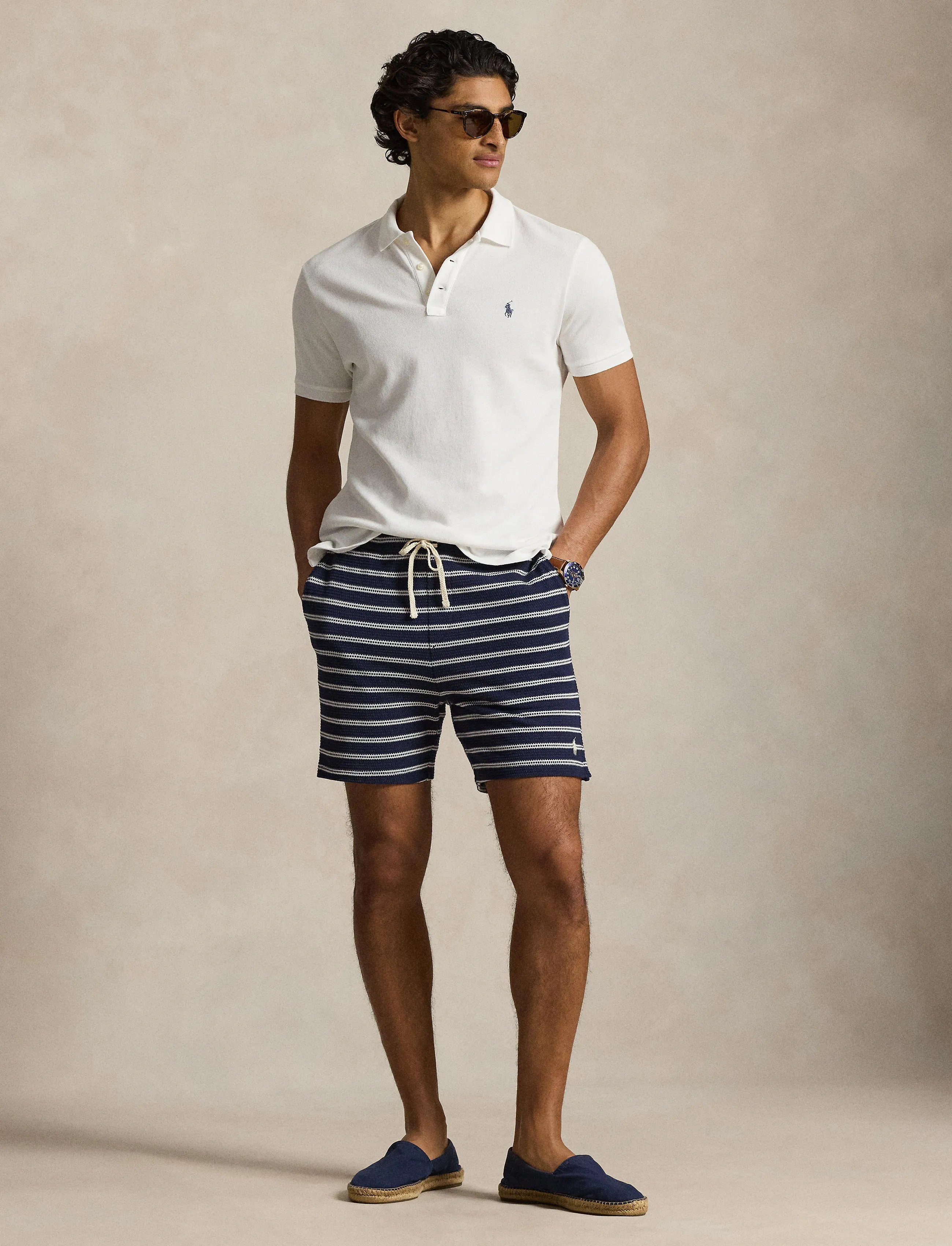 Polo Ralph Lauren - 6-Inch Striped Cotton-Blend Short - casual shorts - newport navy/pale - 3