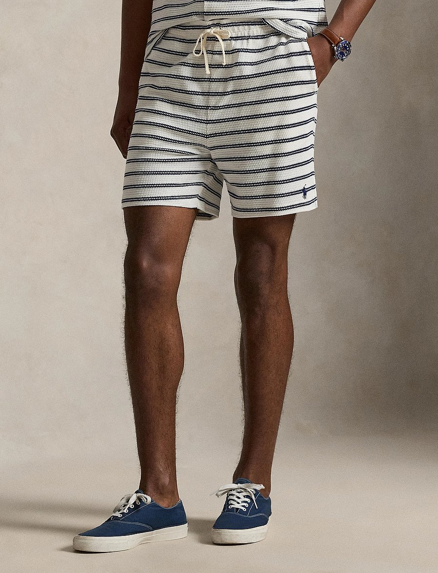 Polo Ralph Lauren - 6-Inch Striped Cotton-Blend Short - vabaaja lühikesed püksid - pale cream/newpor - 0