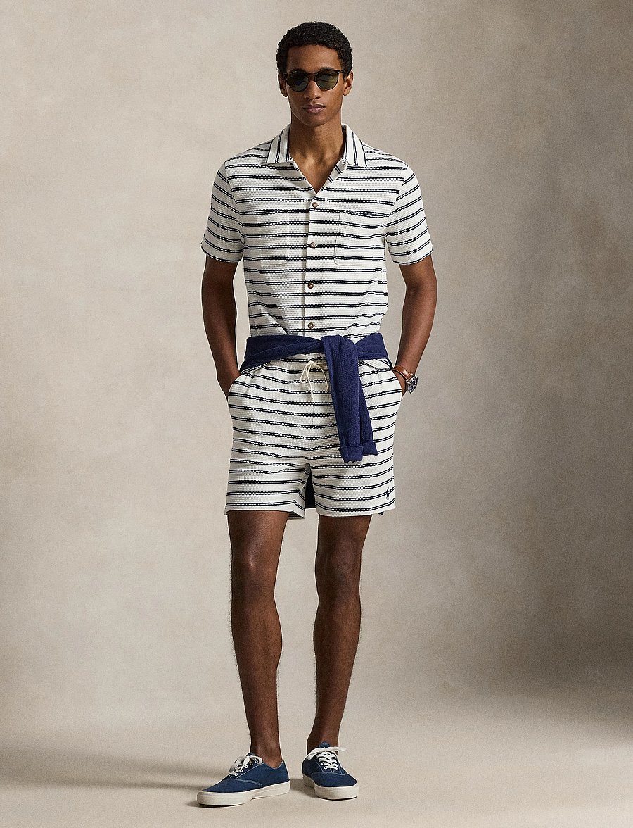 Polo Ralph Lauren - 6-Inch Striped Cotton-Blend Short - vabaaja lühikesed püksid - pale cream/newpor - 3