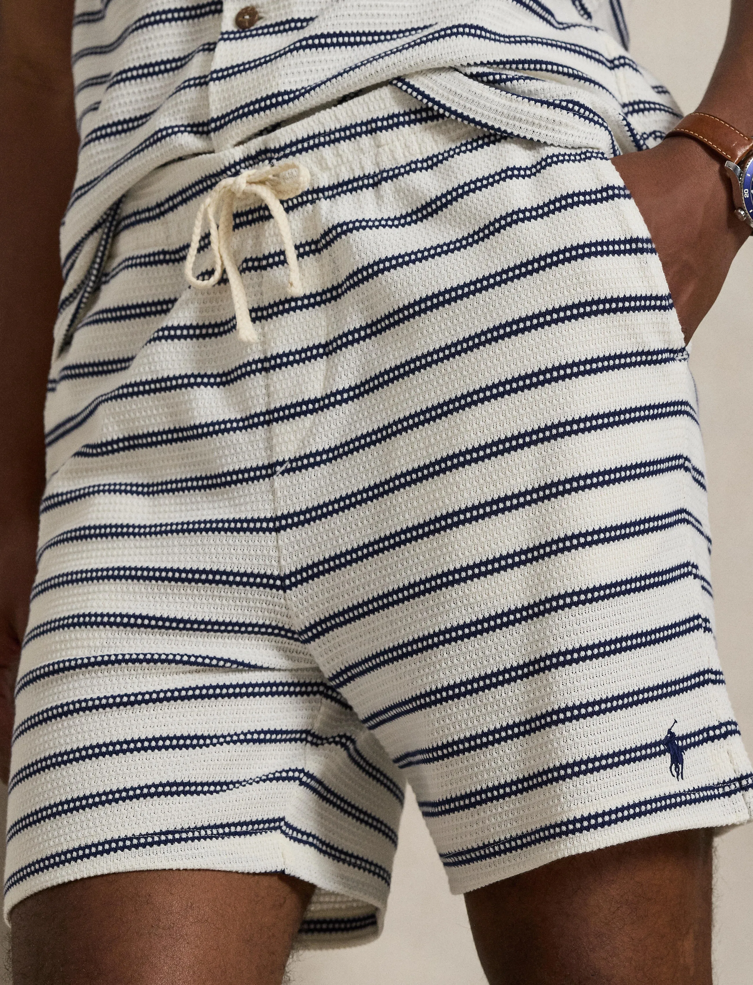 Polo Ralph Lauren - 6-Inch Striped Cotton-Blend Short - casual shorts - pale cream/newpor - 4