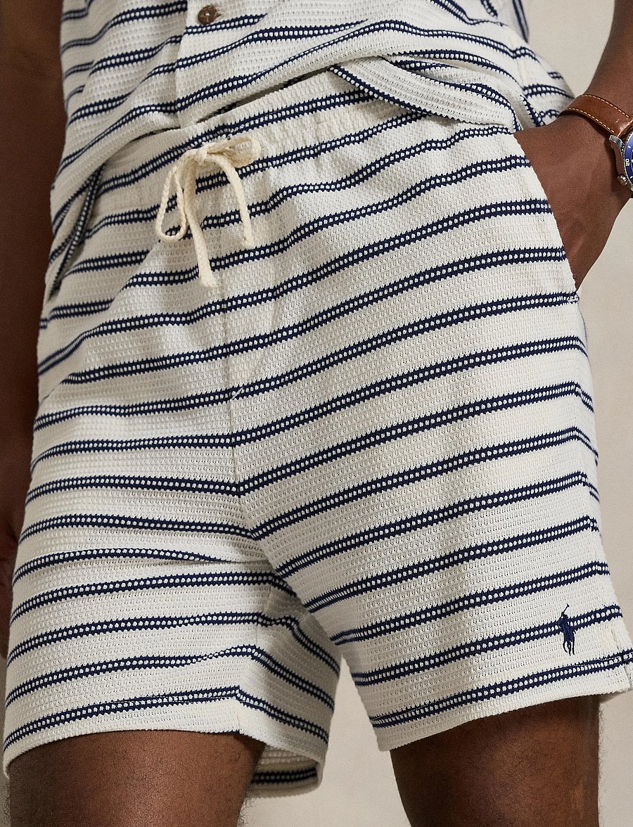 Polo Ralph Lauren - 6-Inch Striped Cotton-Blend Short - vabaaja lühikesed püksid - pale cream/newpor - 4