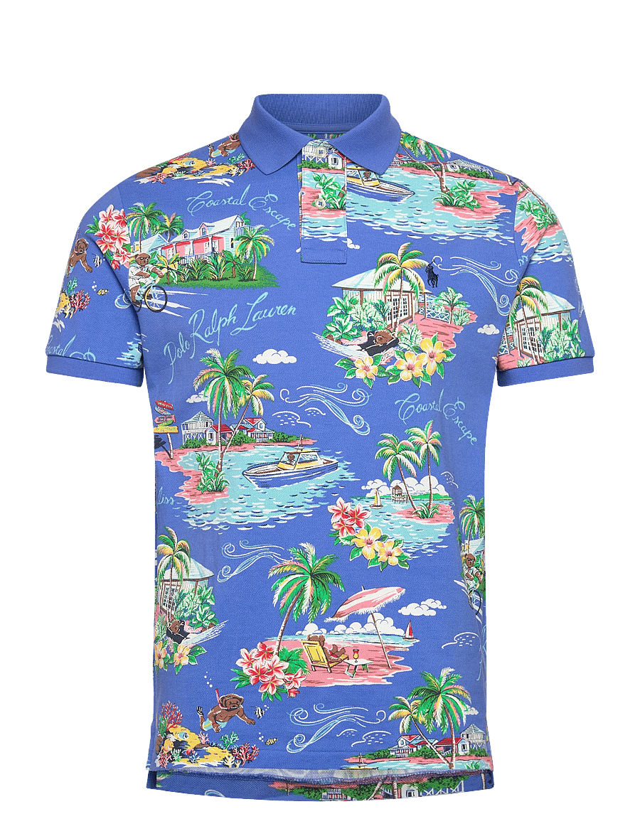 Polo Ralph Lauren - 20/1 PRINTED MESH-KNT-POLO - kurzärmelig - bahamas bear- blu - 1