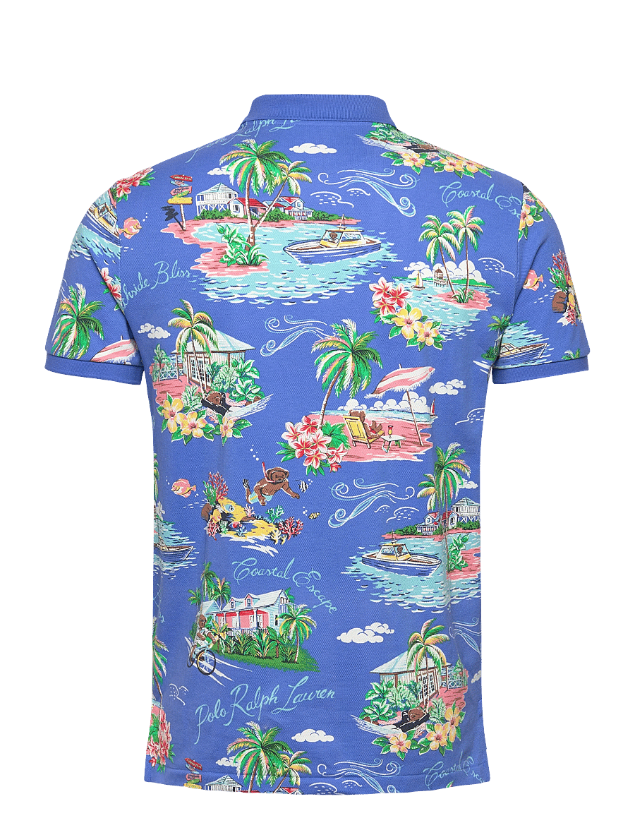 Polo Ralph Lauren - 20/1 PRINTED MESH-KNT-POLO - kurzärmelig - bahamas bear- blu - 2