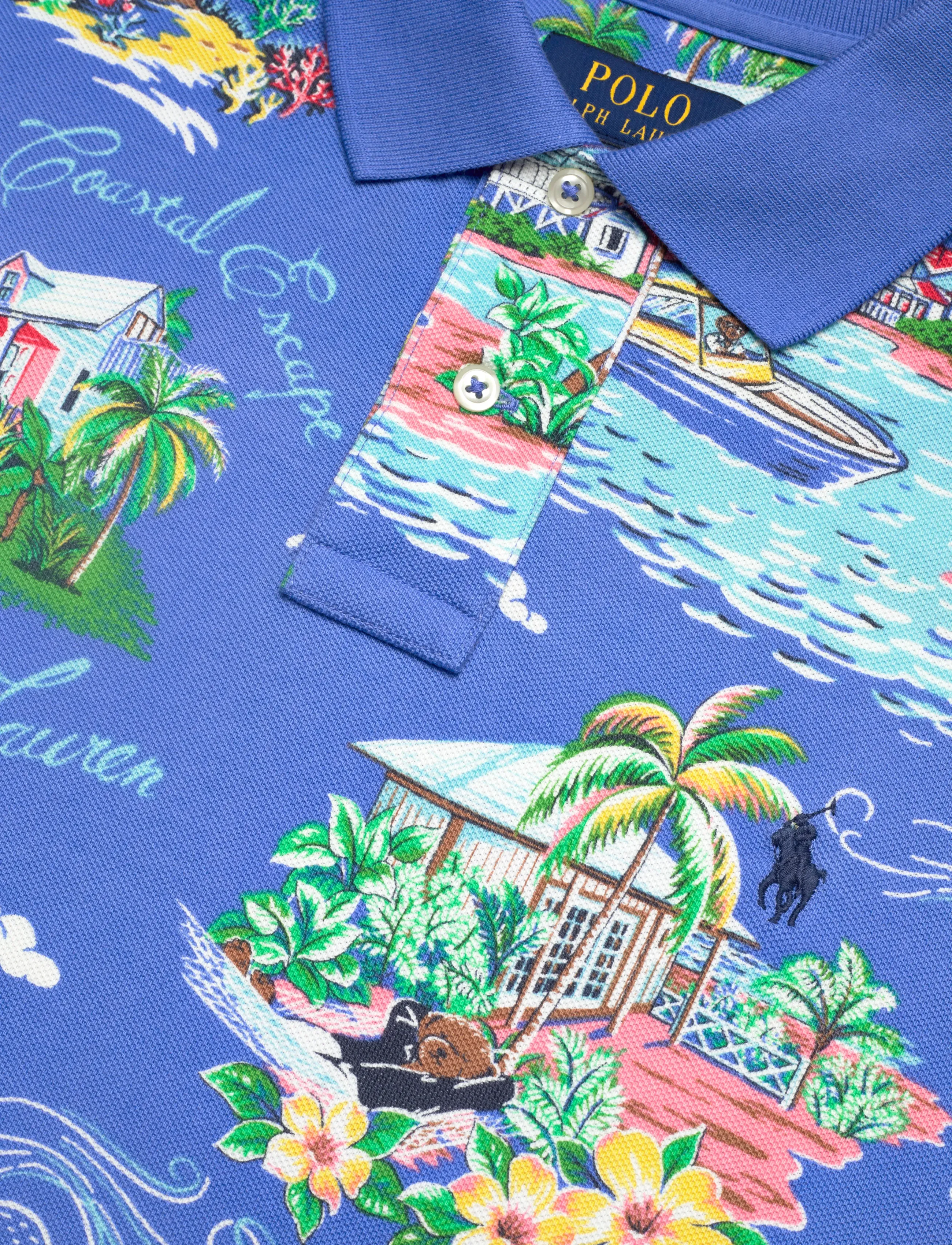 Polo Ralph Lauren - 20/1 PRINTED MESH-KNT-POLO - kortærmede poloer - bahamas bear- blu - 4